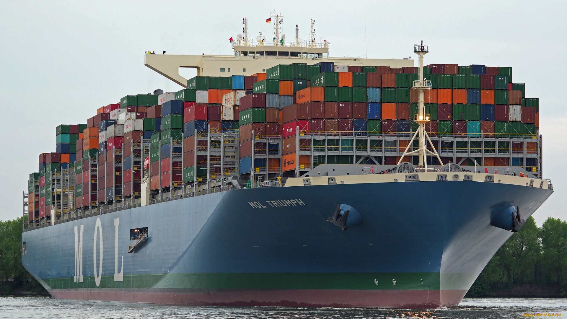 корабли, грузовые, суда, контейнеровоз