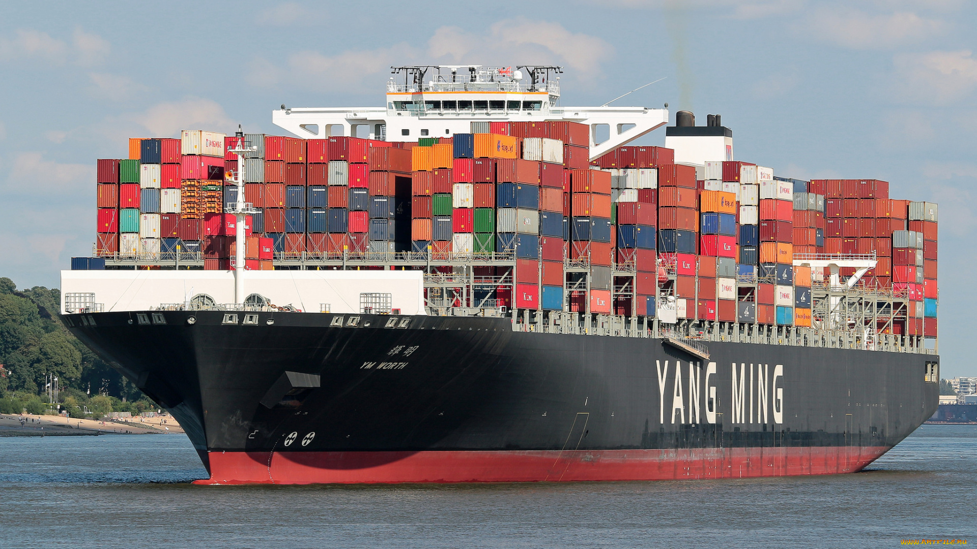 корабли, грузовые, суда, контейнеровоз