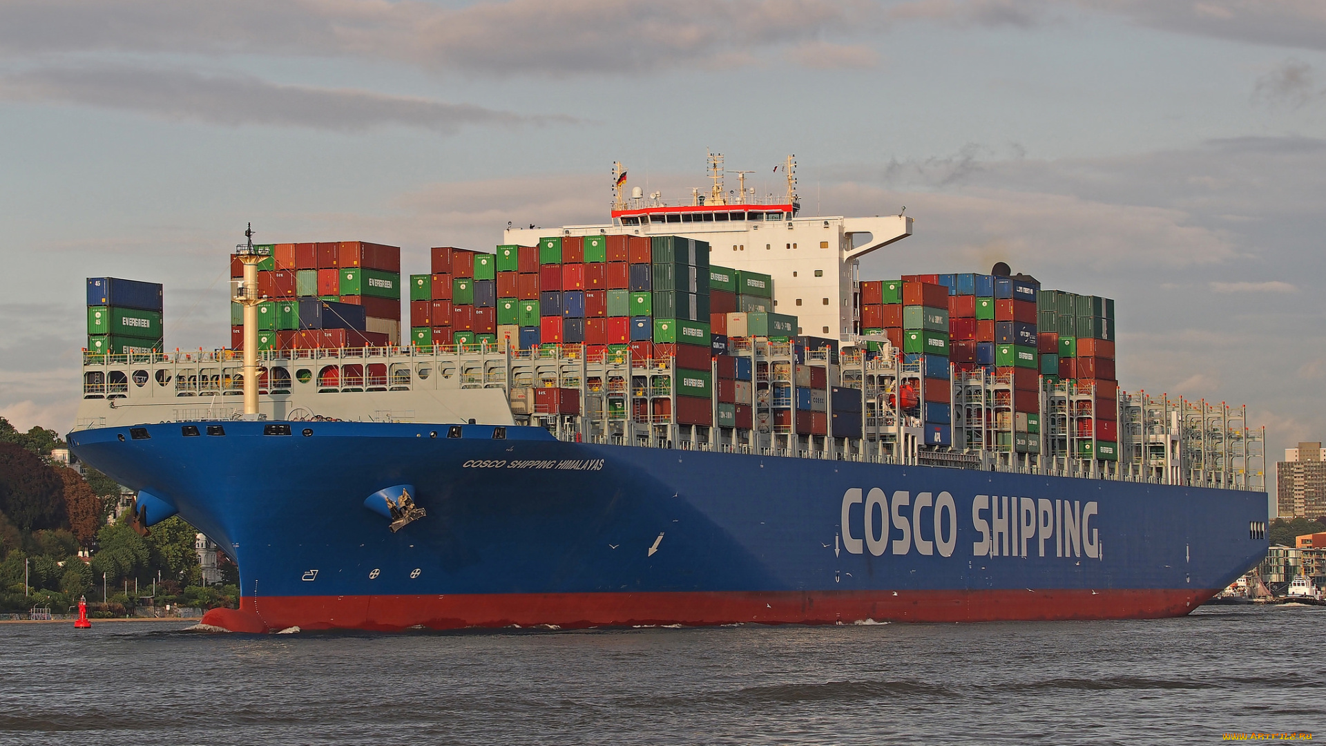 корабли, грузовые, суда, контейнеровоз
