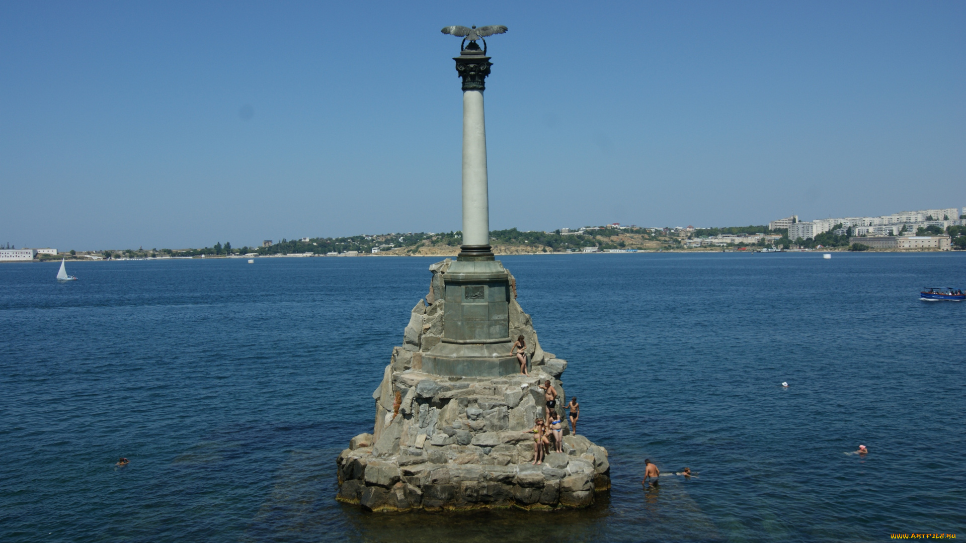 севастополь, города, -, памятники, , скульптуры, , арт-объекты, отдыхающие, небо, море, памятник