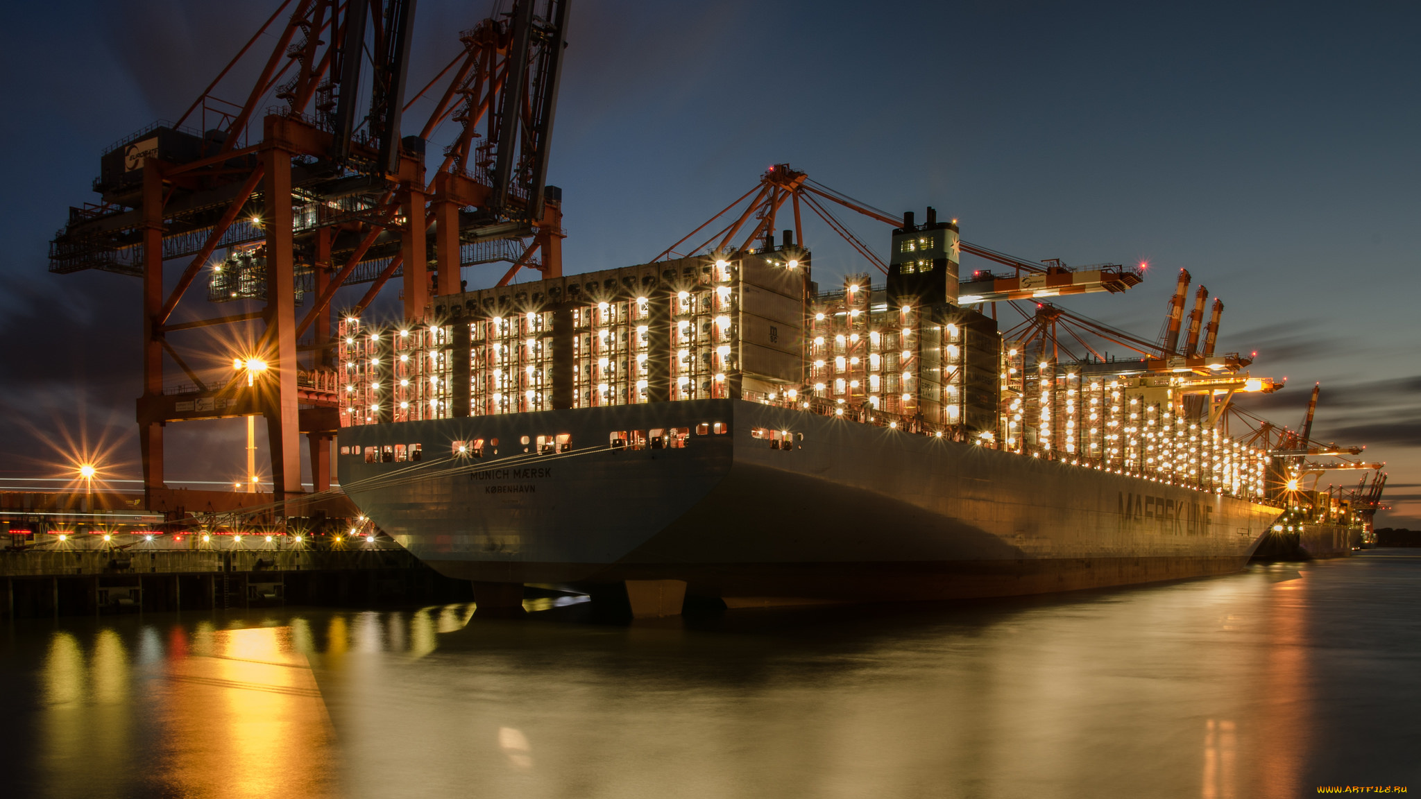 корабли, грузовые, суда, контейнеровоз