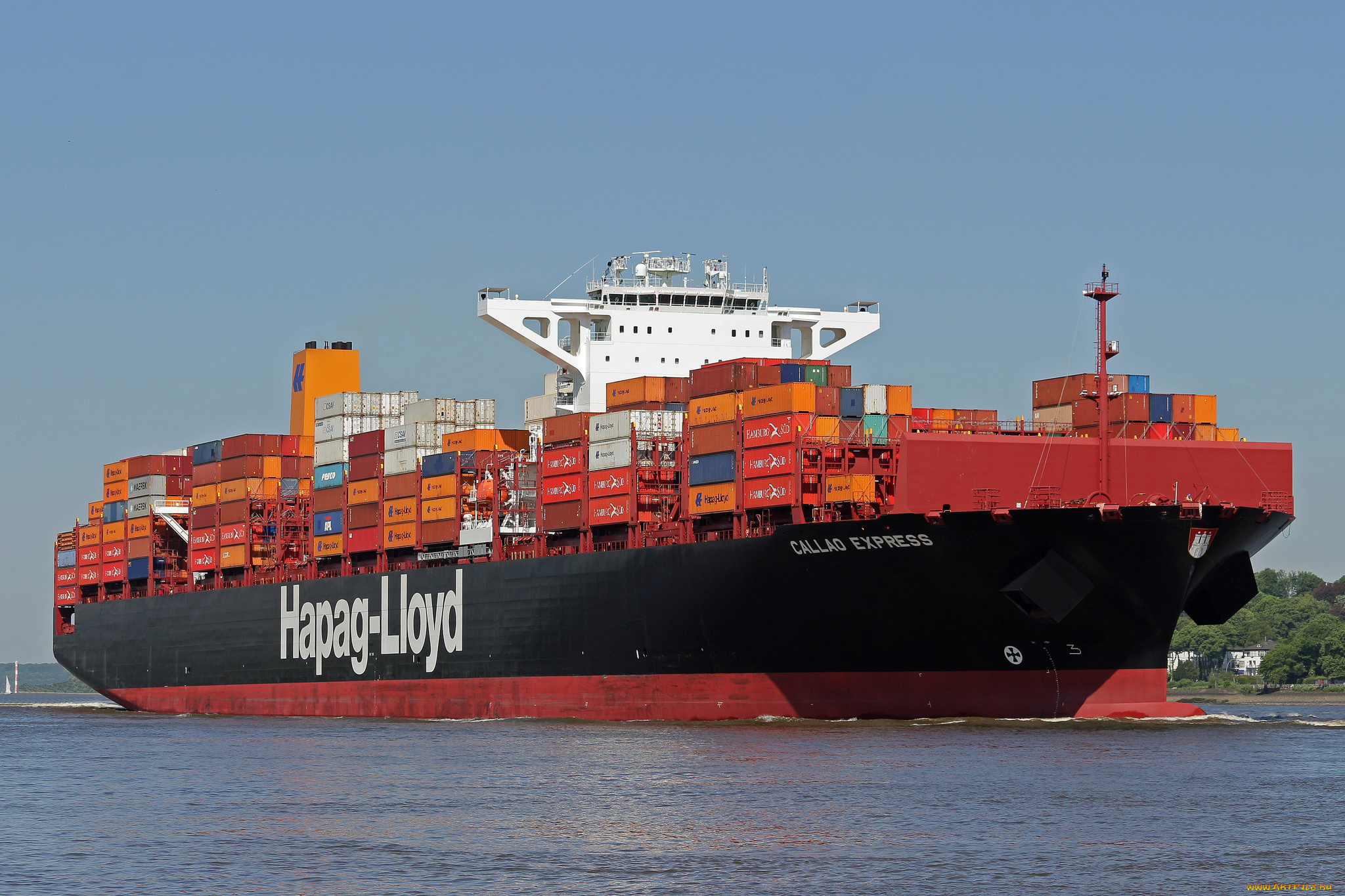 корабли, грузовые, суда, контейнеровоз