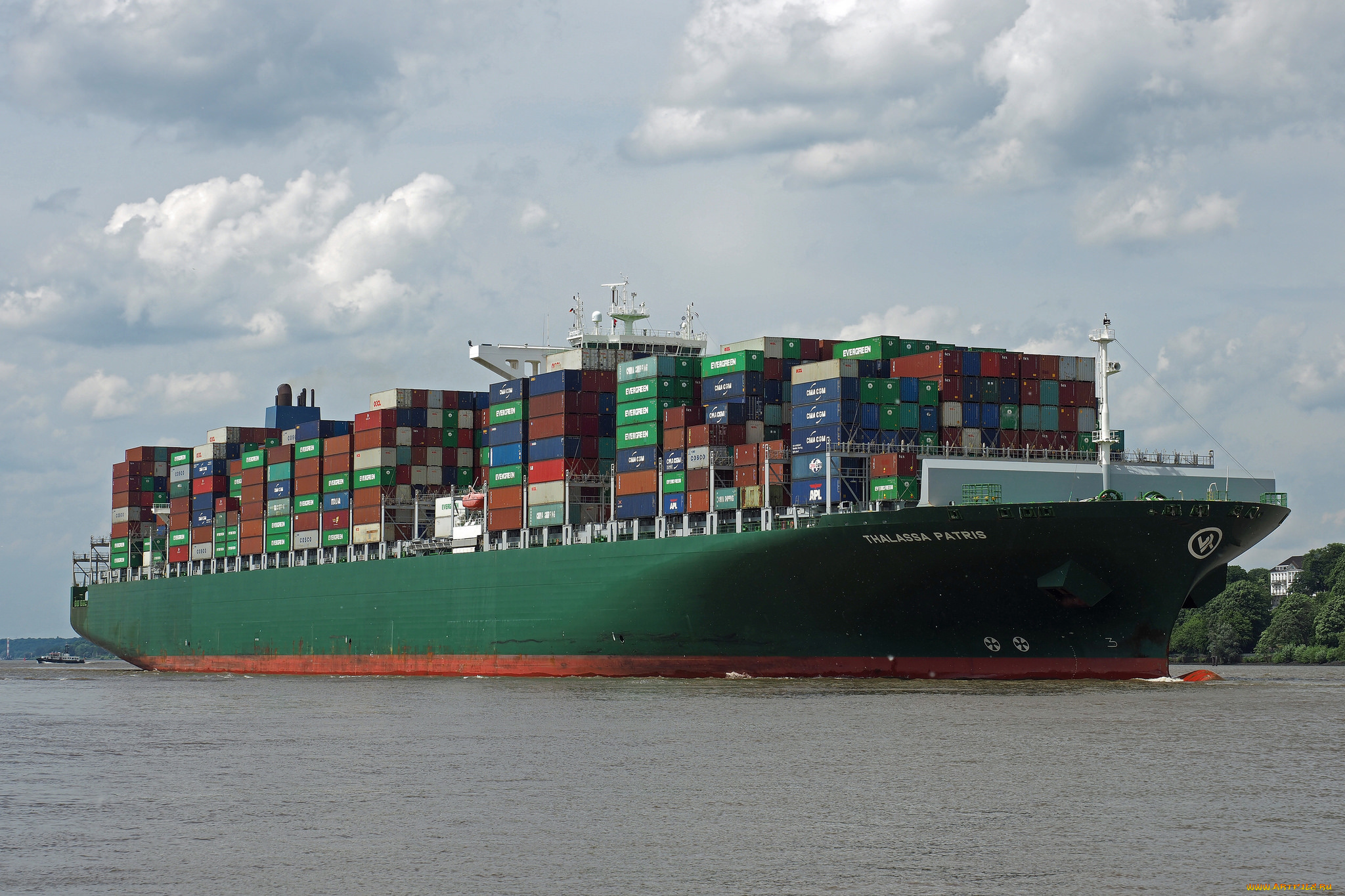 корабли, грузовые, суда, контейнеровоз