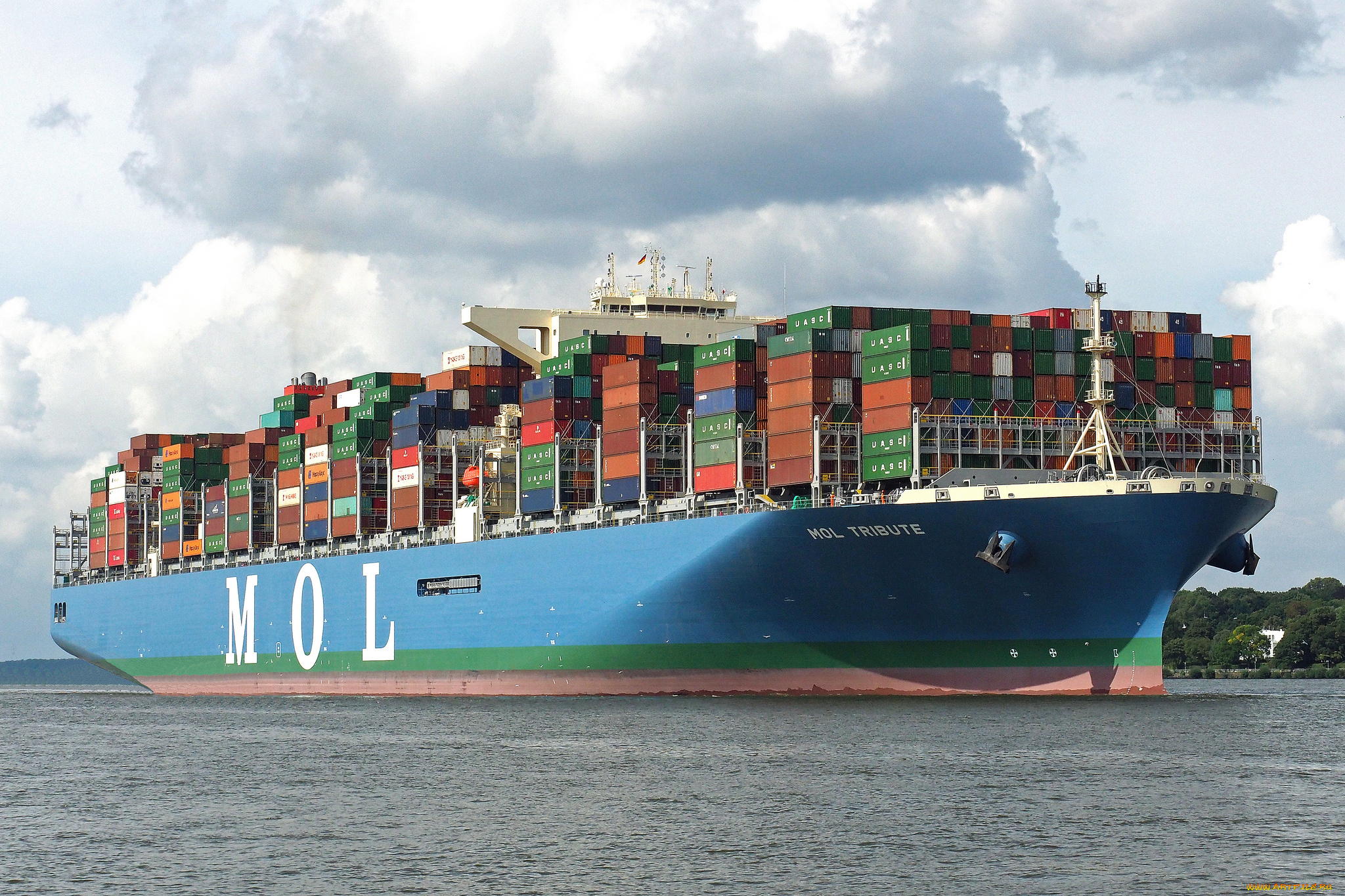 корабли, грузовые, суда, контейнеровоз
