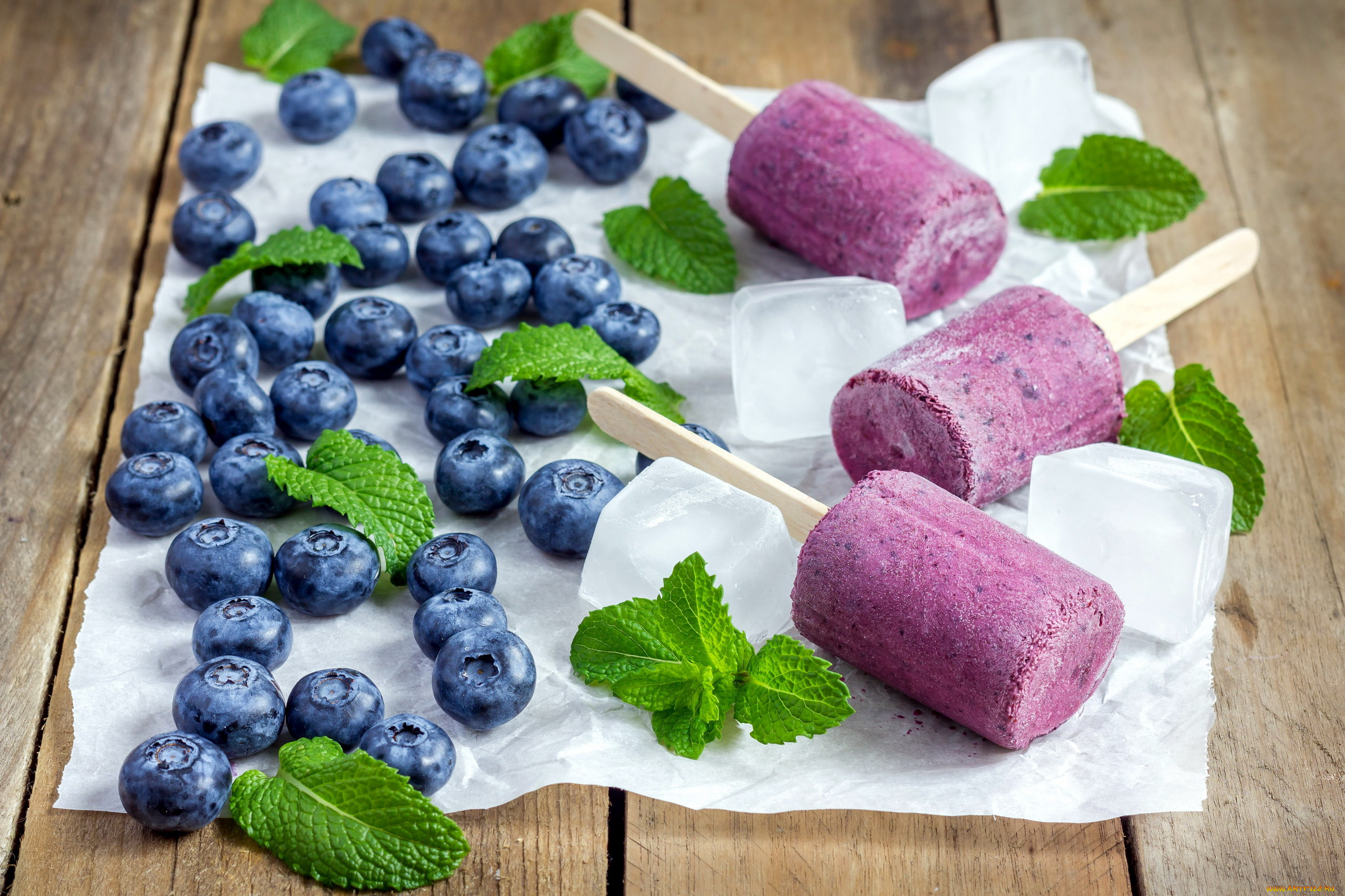 еда, мороженое, , десерты, мята, ягоды, черника, лакомство