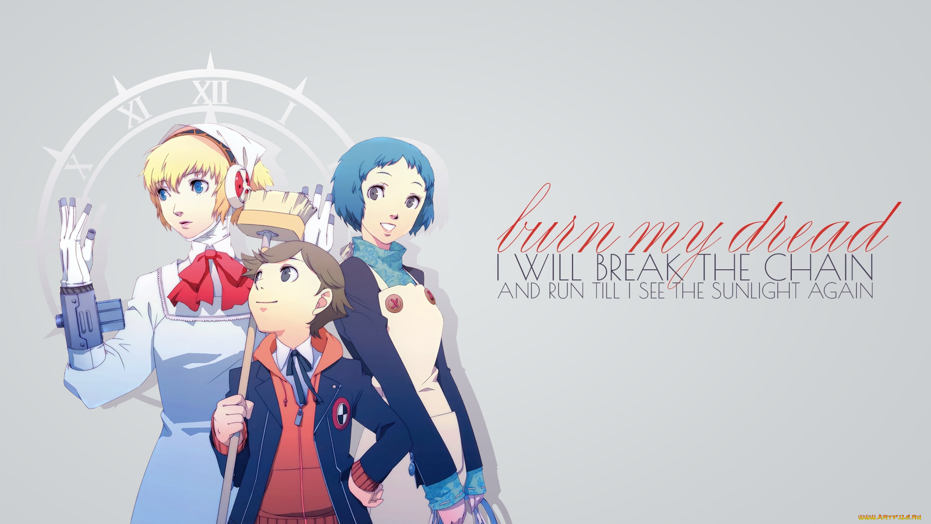 аниме, persona, aigis, ken, amada, fuuka, yamagishi