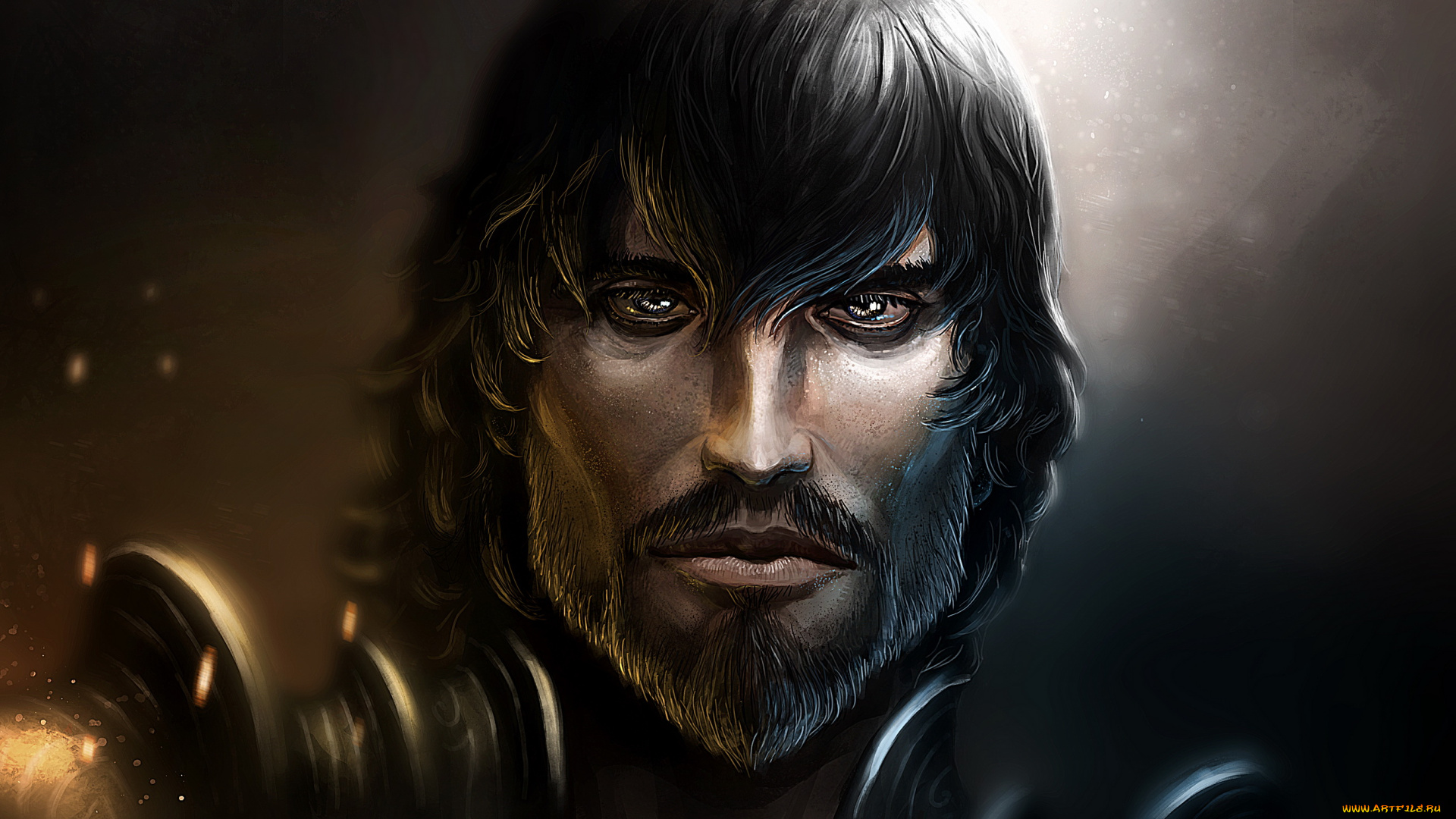 фэнтези, люди, борода, взгляд, фон, мужчина