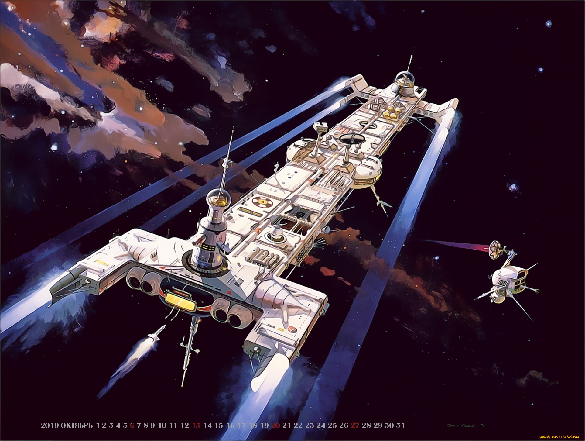 календари, фэнтези, 2019, calendar, корабль, звездолет, космос
