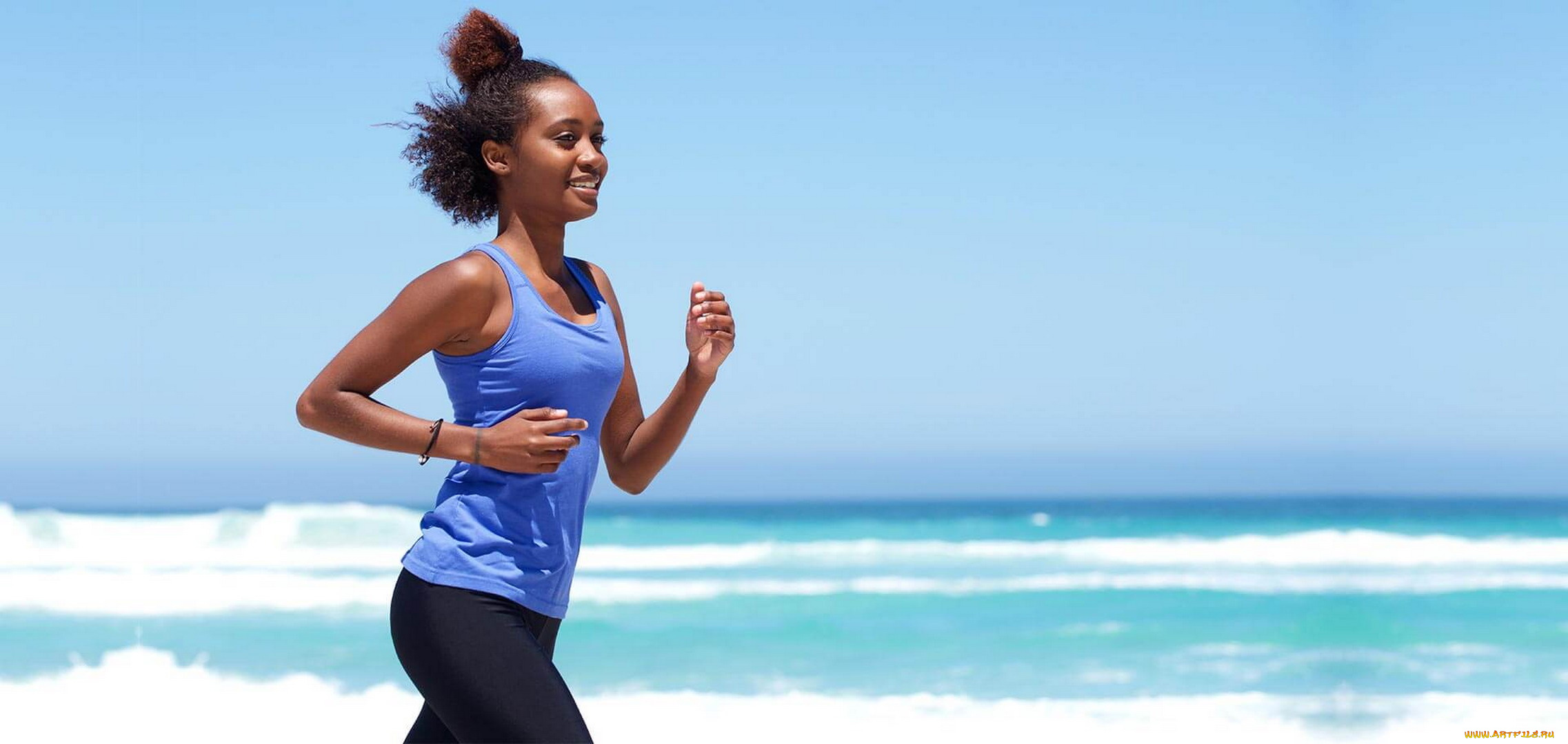 девушки, -unsort, , темнокожие, пробежка, море, штаны, майка