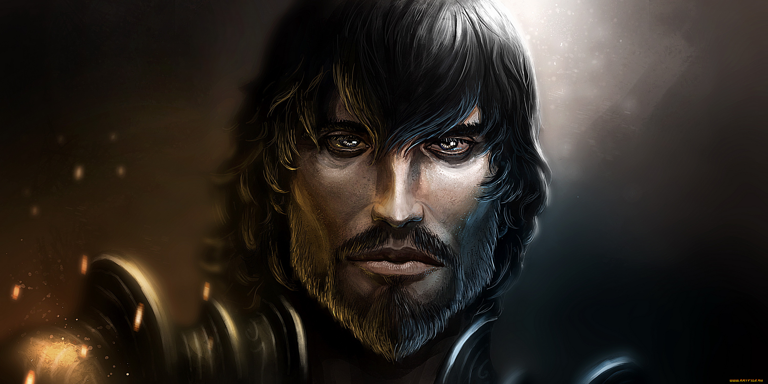 фэнтези, люди, борода, взгляд, фон, мужчина