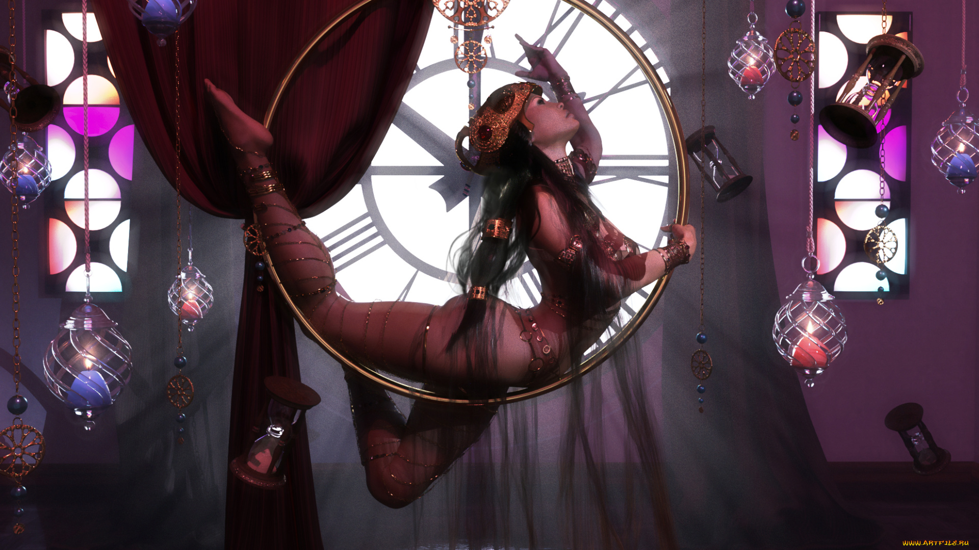 3д, графика, люди, , people, девушка, фон, обруч, поза