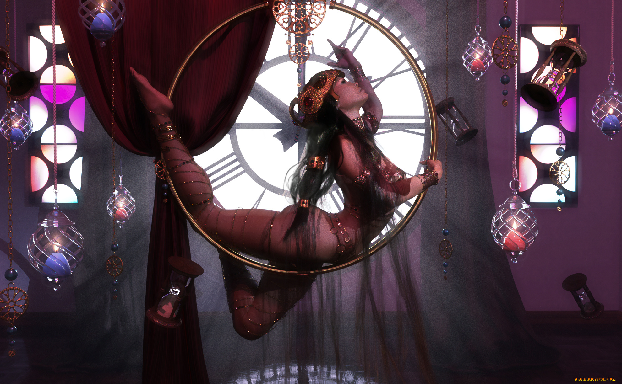 3д, графика, люди, , people, девушка, фон, обруч, поза