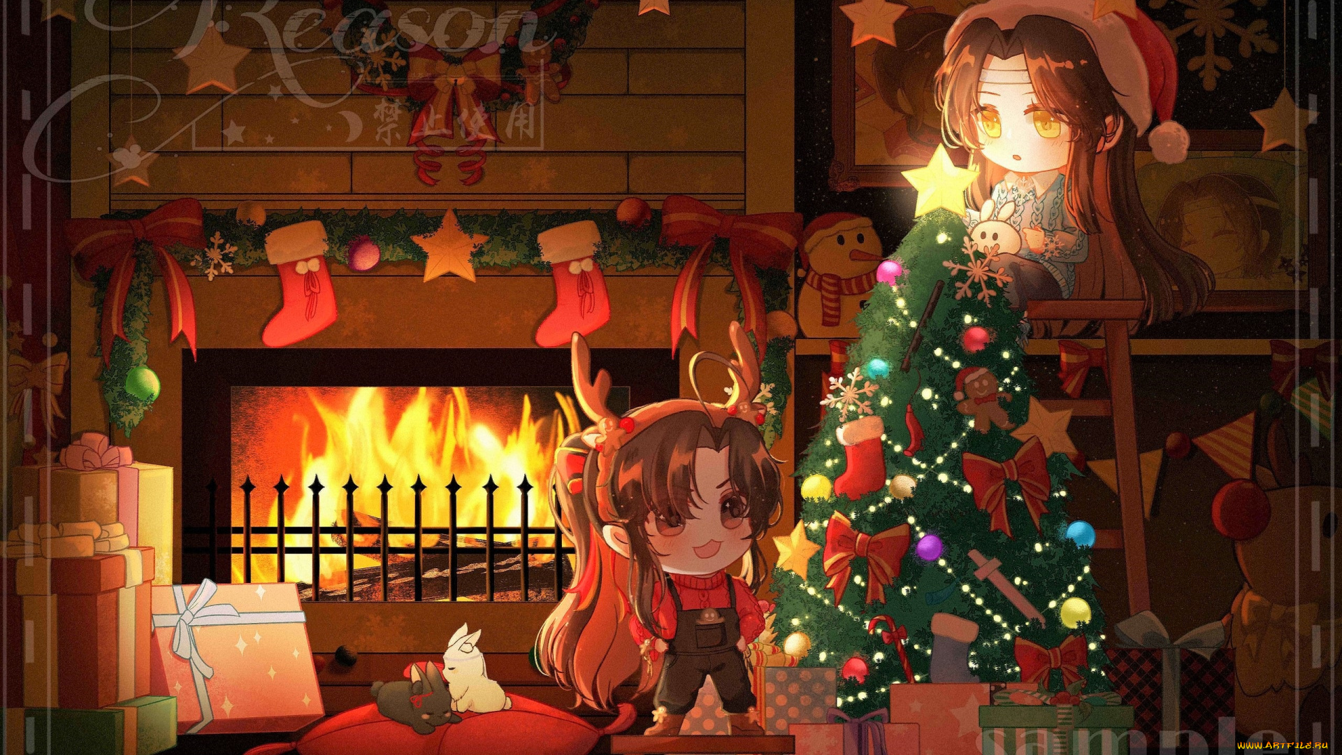 аниме, mo, dao, zu, shi, вэй, усянь, лань, ванцзы, ёлка, камин