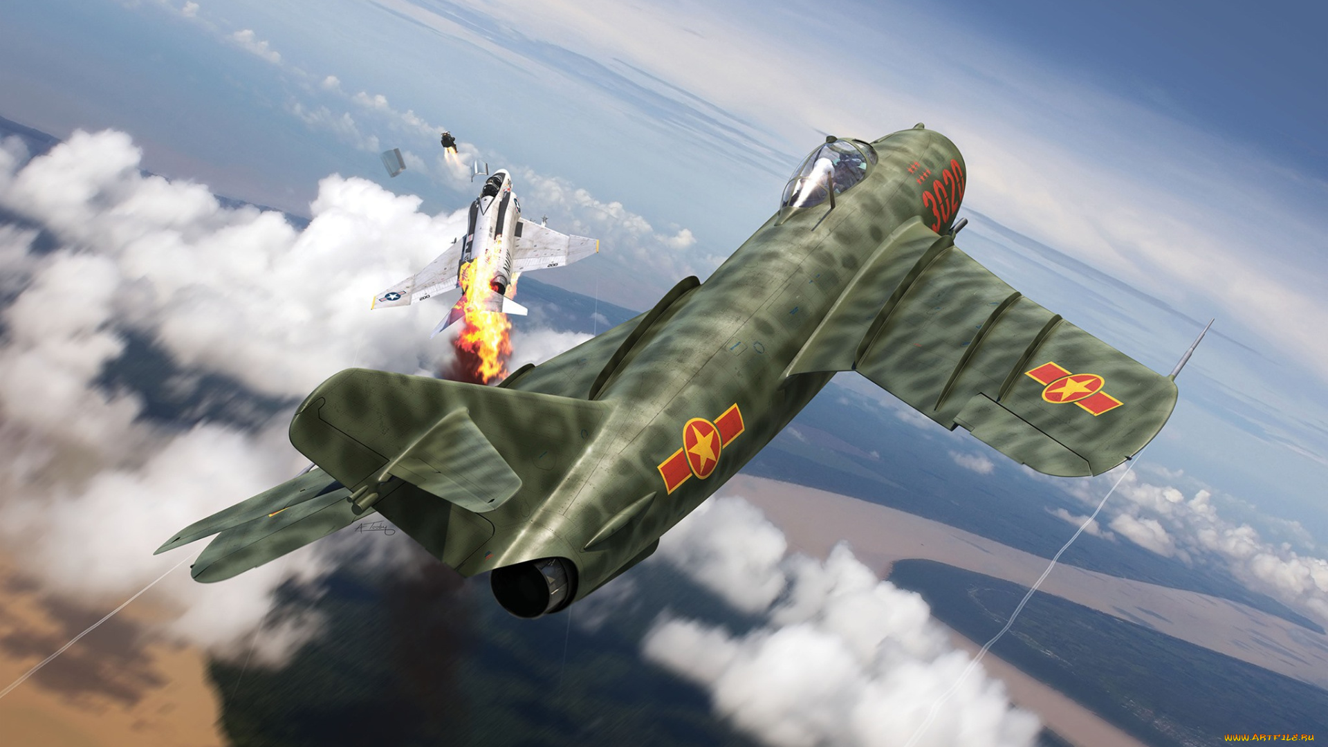 авиация, 3д, рисованые, v-graphic, истребитель, вьетнам, война, во, вьетнаме, adam, tooby, срв, миг-17ф, mikoyan-gurevich, mig-17f, fresco, shenyang, j-5