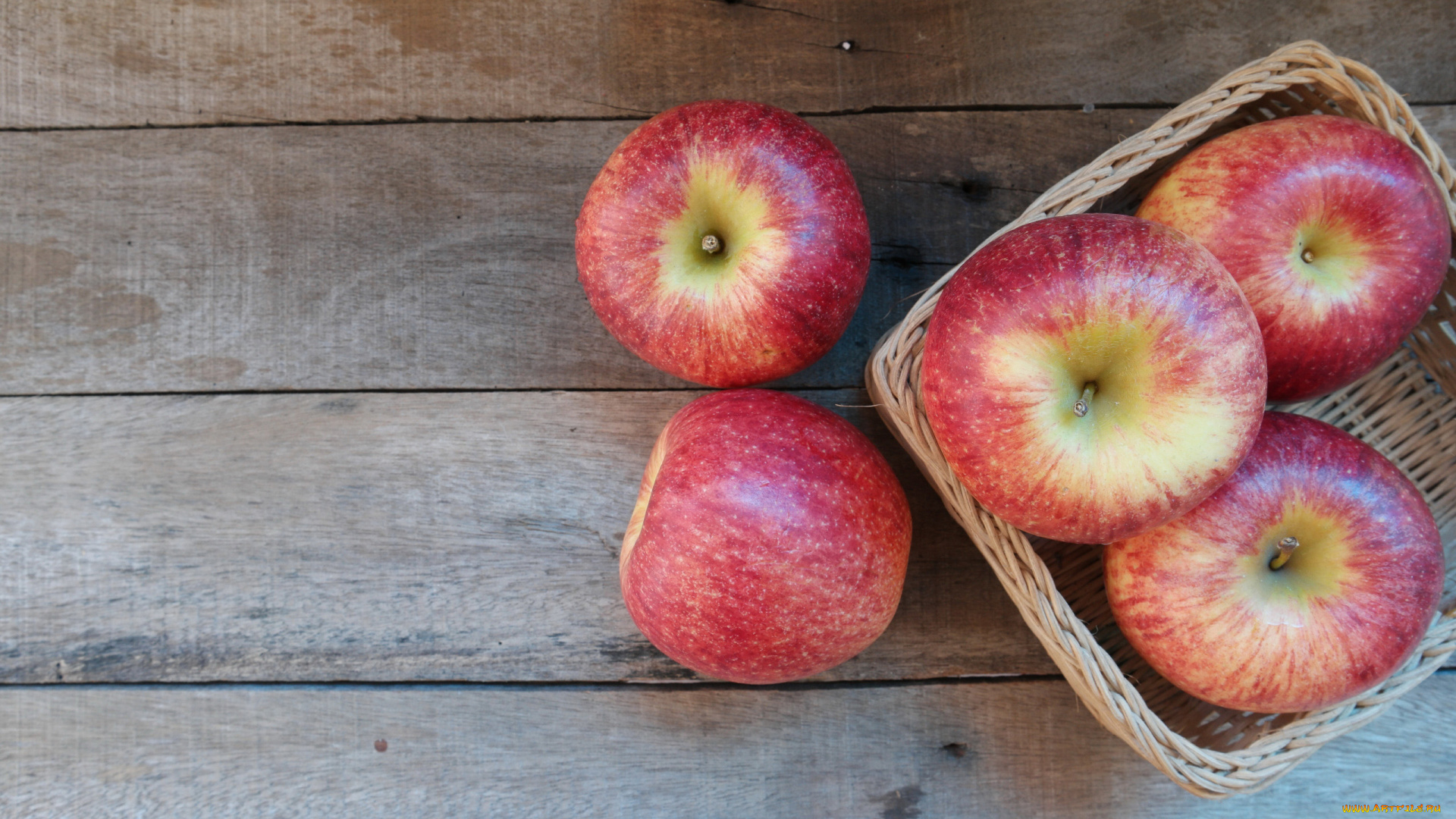 еда, яблоки, корзинка, краснобокие