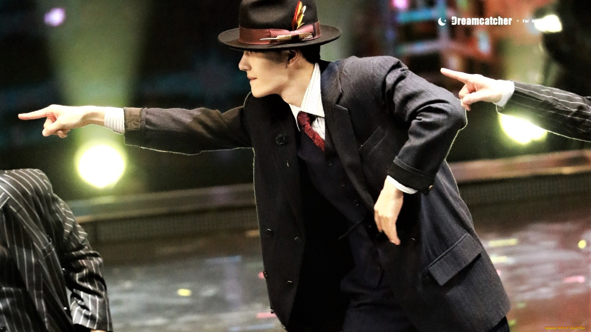 мужчины, wang, yi, bo, костюм, шляпа, танец