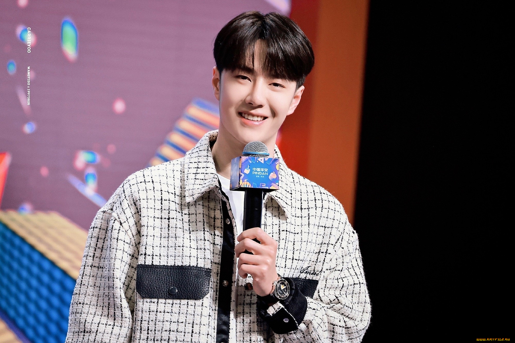 мужчины, wang, yi, bo, пиджак, микрофон, часы, улыбка