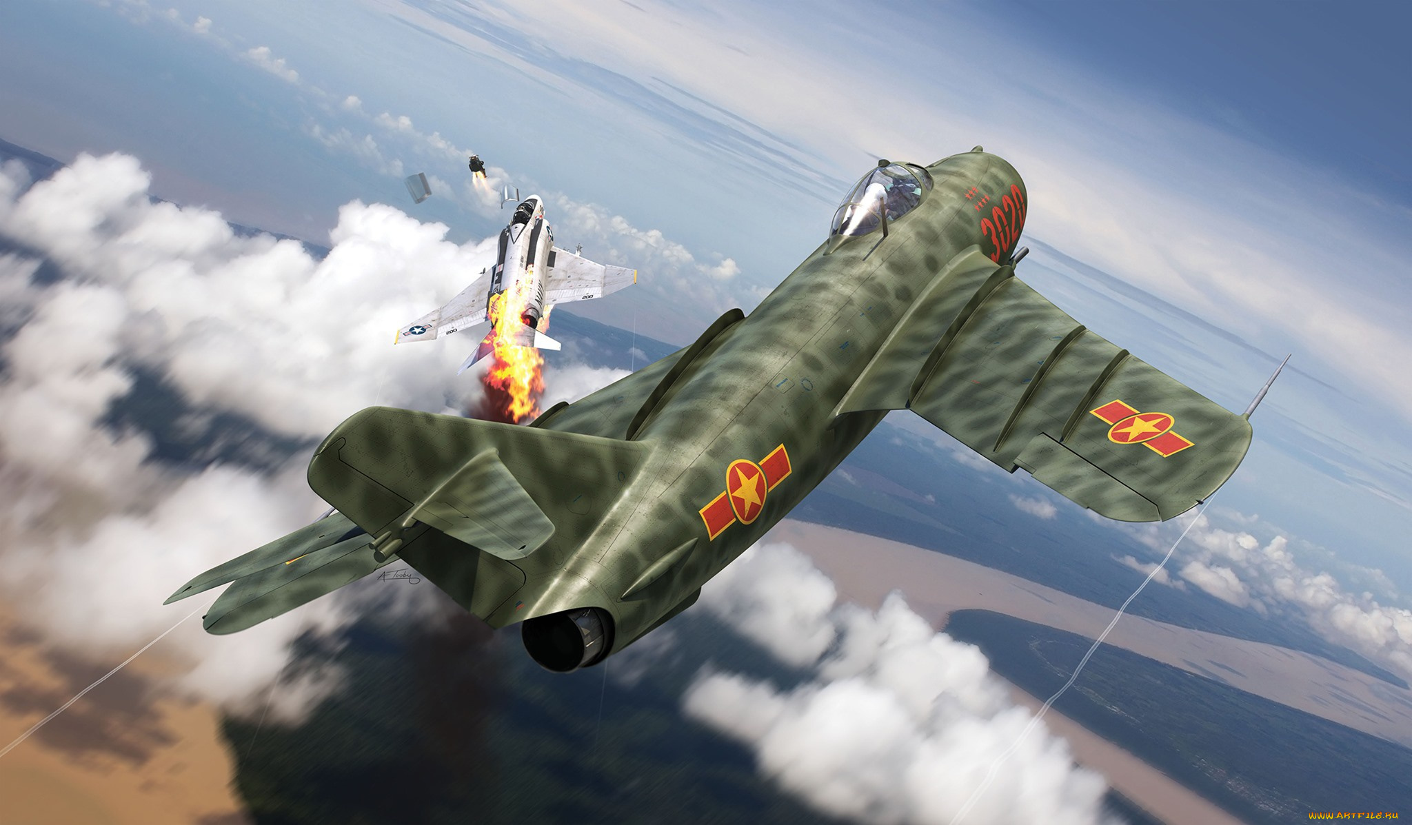 авиация, 3д, рисованые, v-graphic, истребитель, вьетнам, война, во, вьетнаме, adam, tooby, срв, миг-17ф, mikoyan-gurevich, mig-17f, fresco, shenyang, j-5