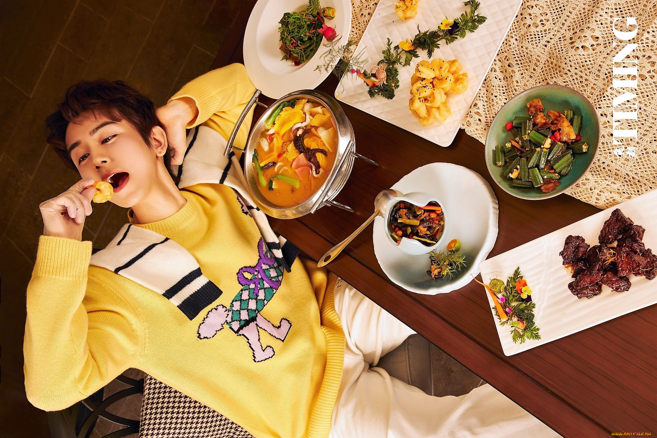 мужчины, zhu, zanjin, актер, стол, еда