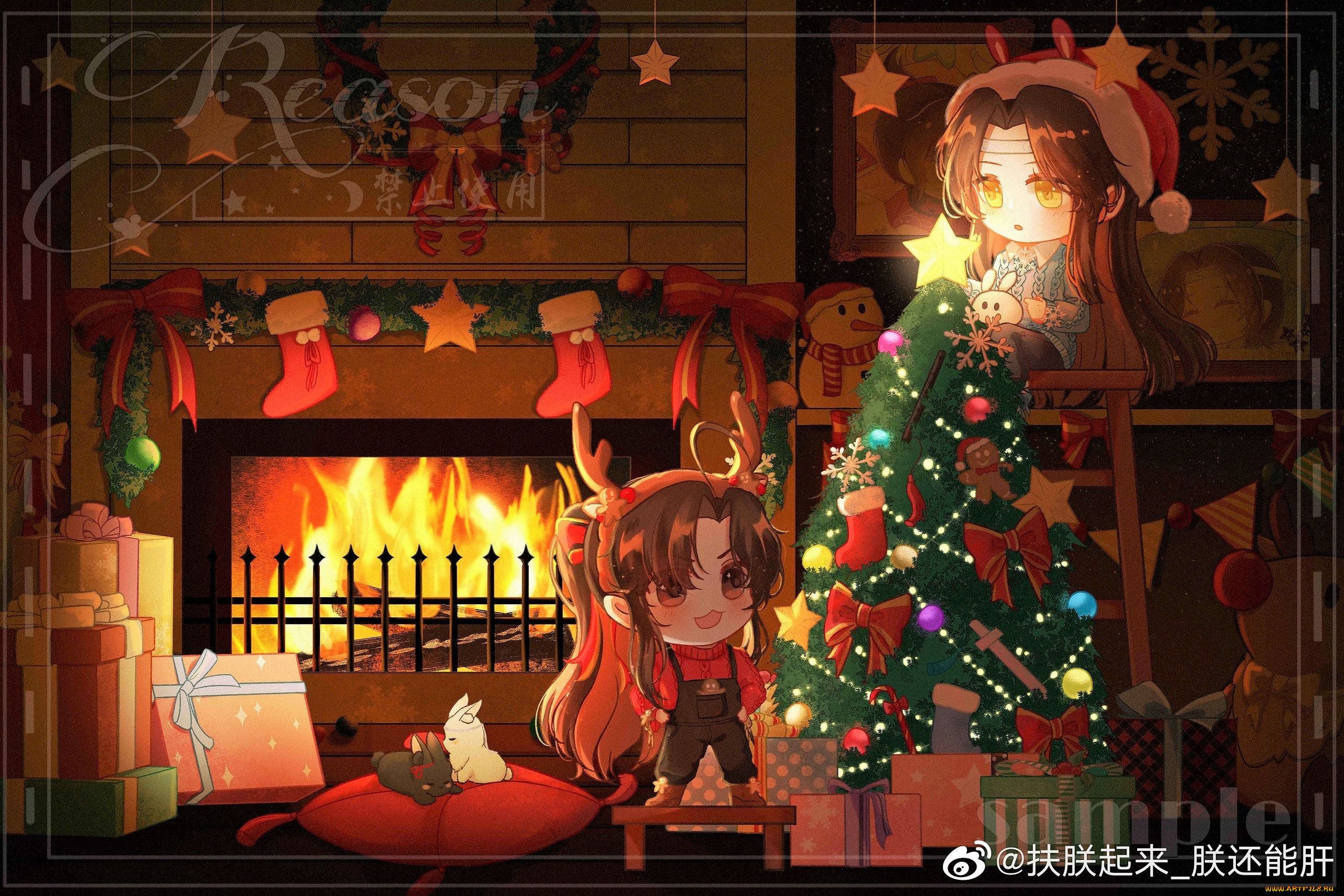 аниме, mo, dao, zu, shi, вэй, усянь, лань, ванцзы, ёлка, камин