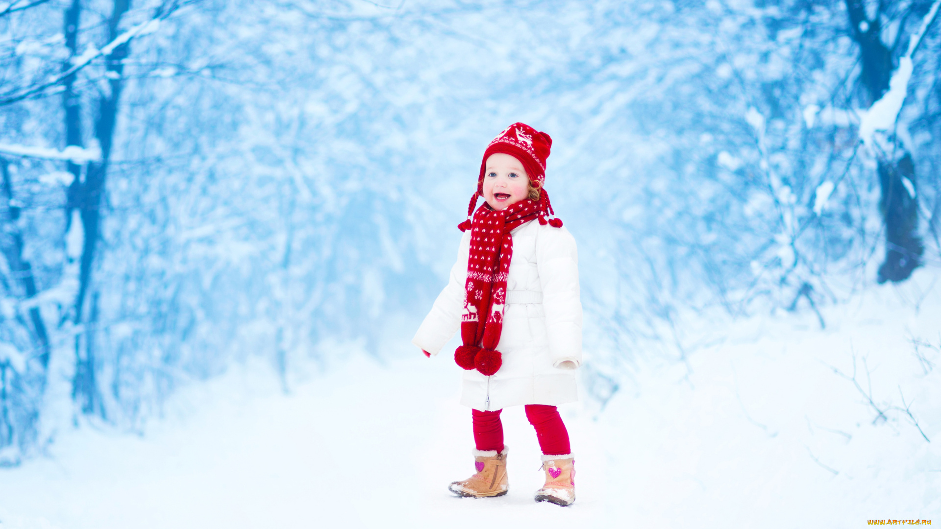 разное, дети, девочка, шуба, шарф, снег, лес