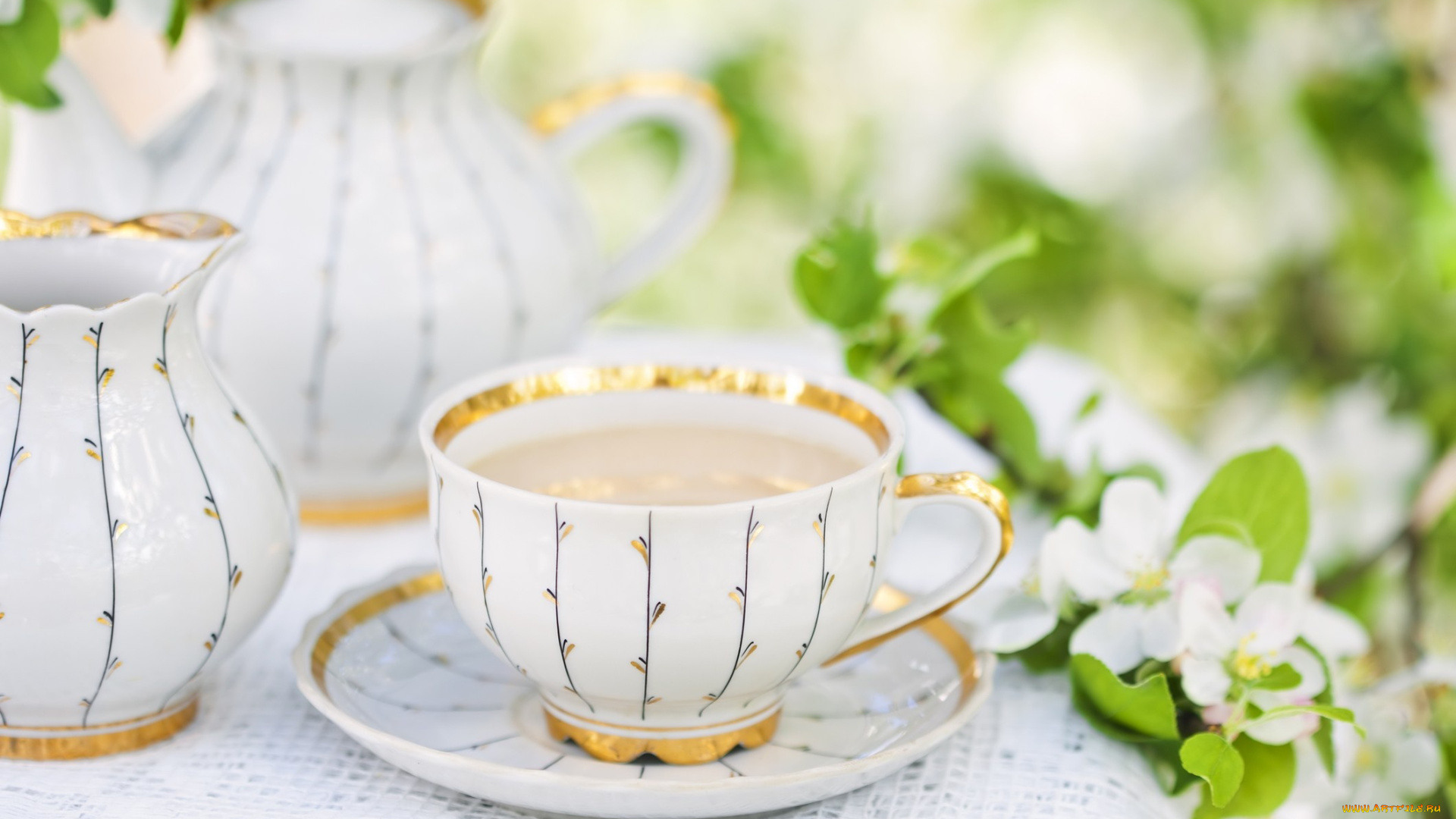 еда, напитки, , чай, чай, чайник, чашки