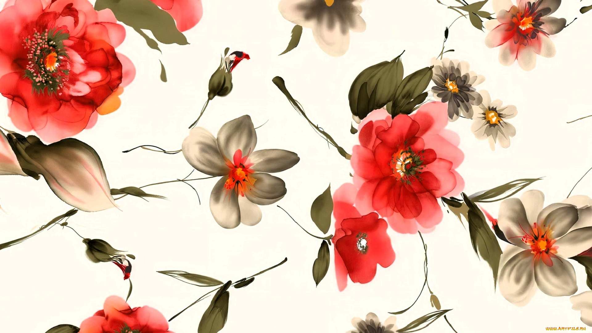 рисованное, цветы