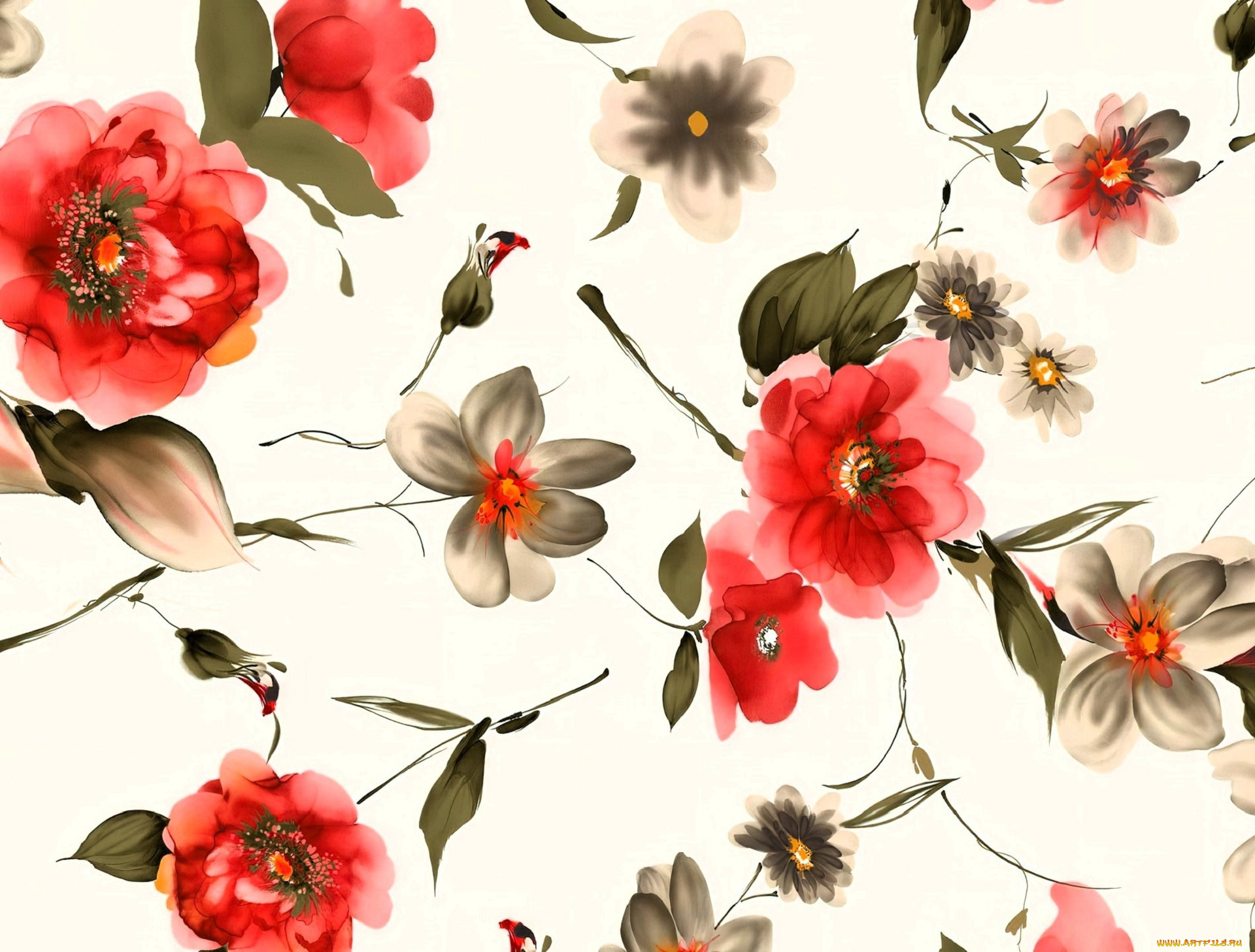 рисованное, цветы