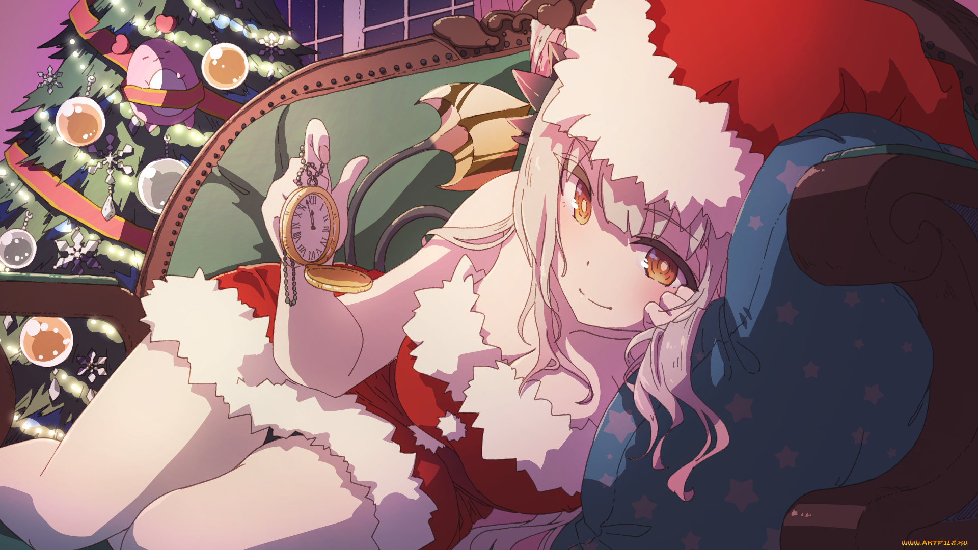 аниме, зима, , новый, год, , рождество, девушка