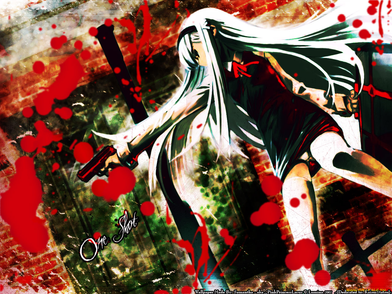 аниме, weapon, blood, technology