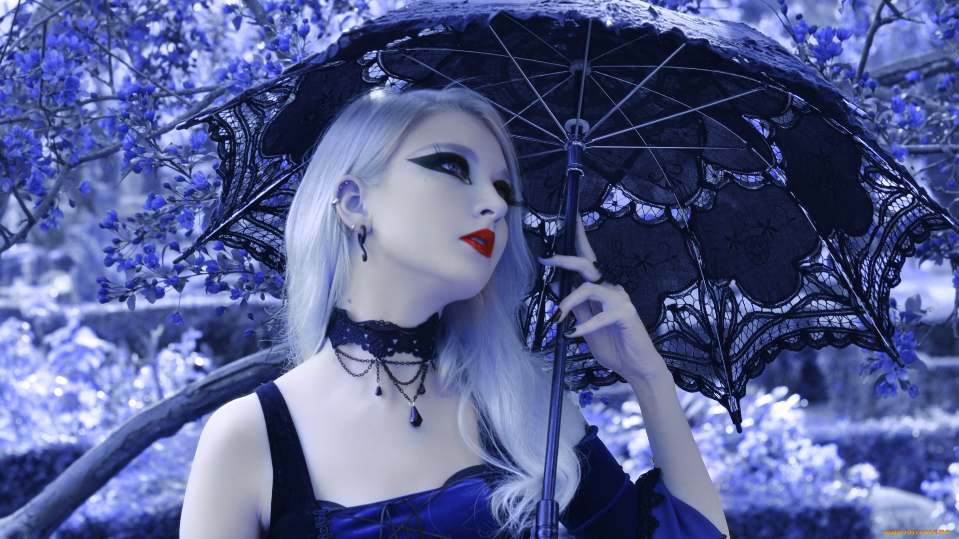 девушки, -unsort, , блондинки, зонт, девушка, готика