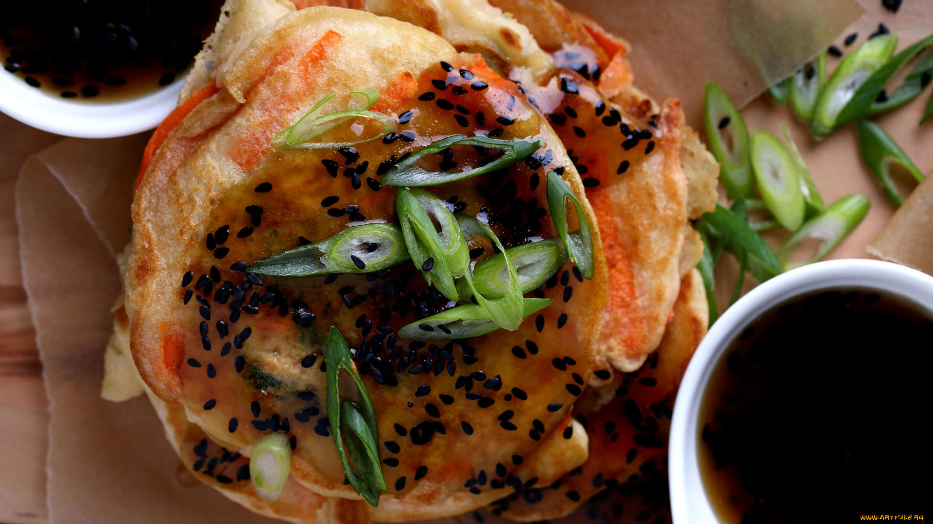 еда, блины, , оладьи, лук, кунжут, блинчики