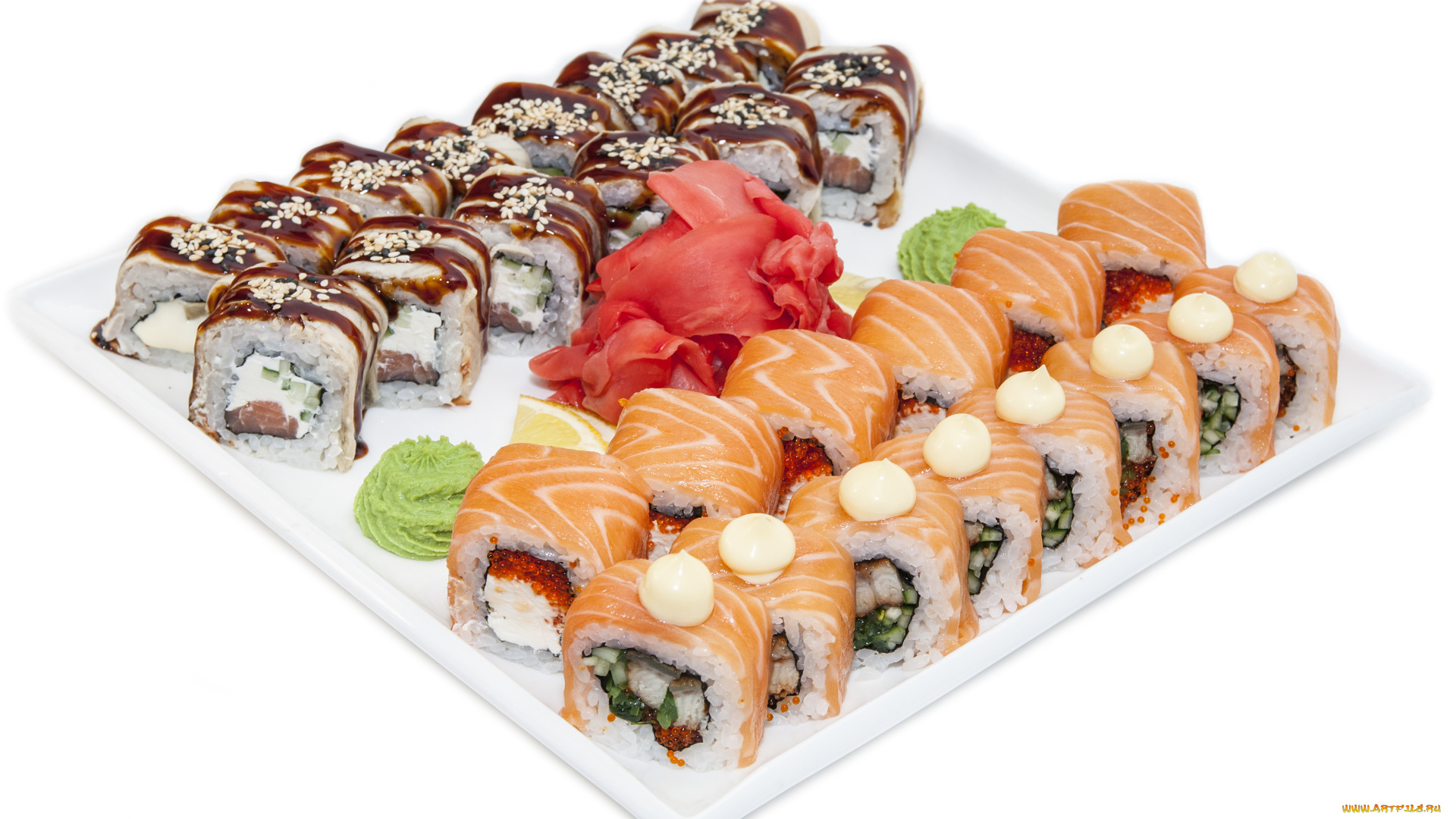 еда, рыба, , морепродукты, , суши, , роллы, имбирь, суши, роллы, лимон, воссаби