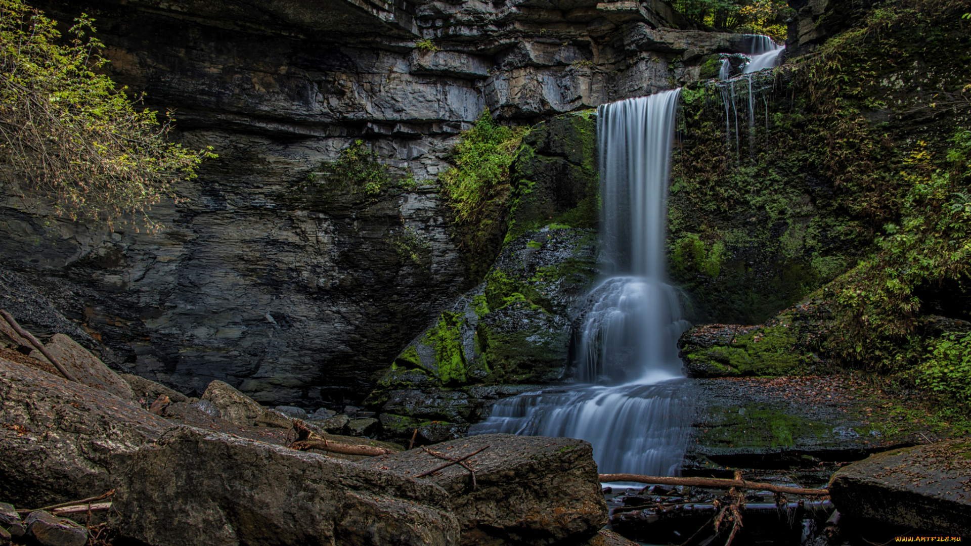 fillmore, glen, state, park, , new, york, природа, водопады, скалы, река, водопад