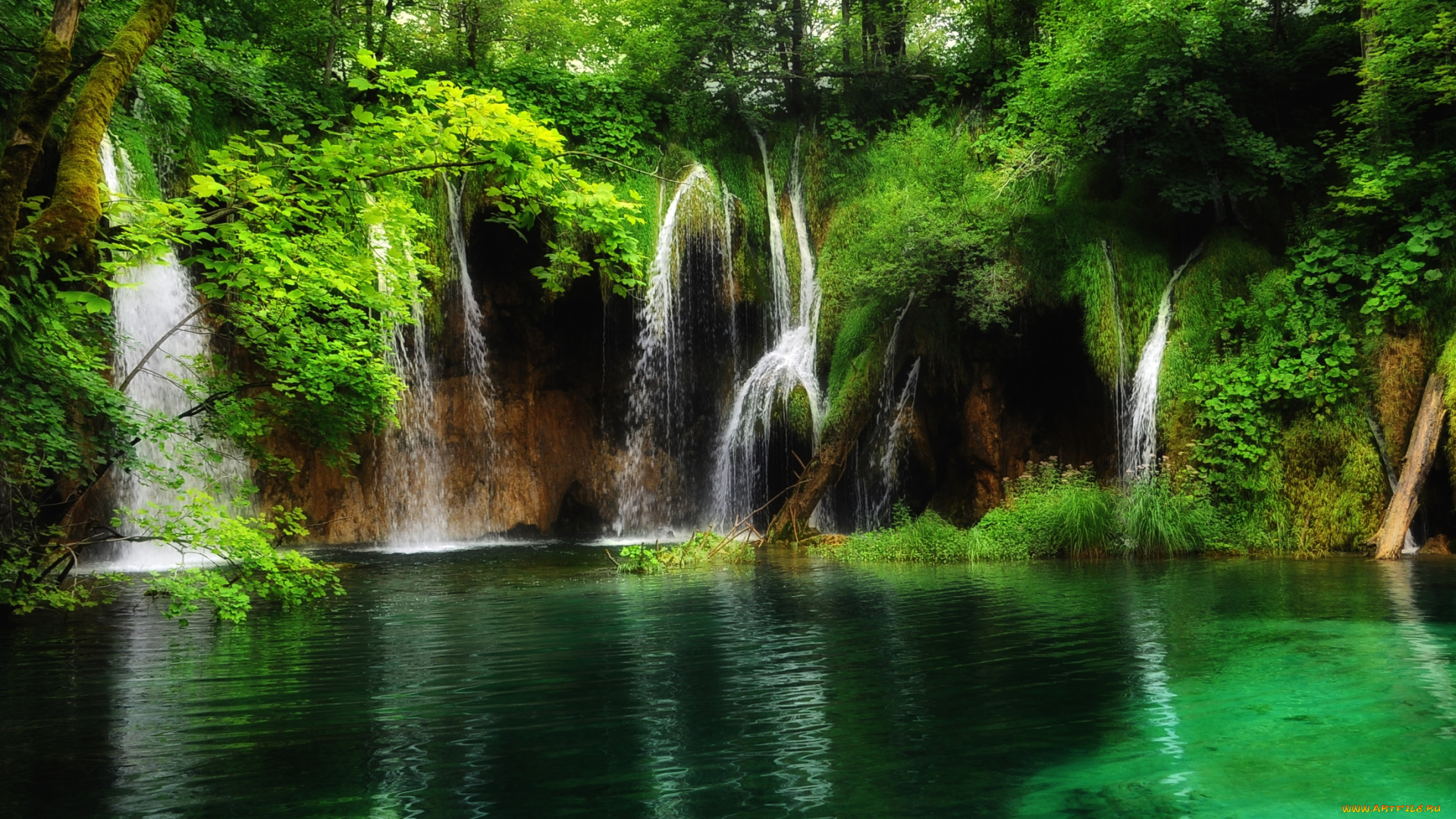 природа, водопады, parque, nacional, de, los, lagos, plitvice, croacia, водопад