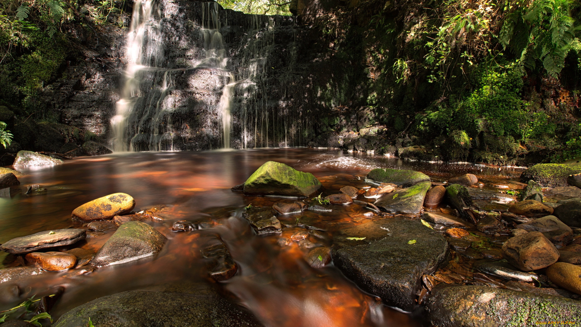 природа, водопады, река, водопад, лето