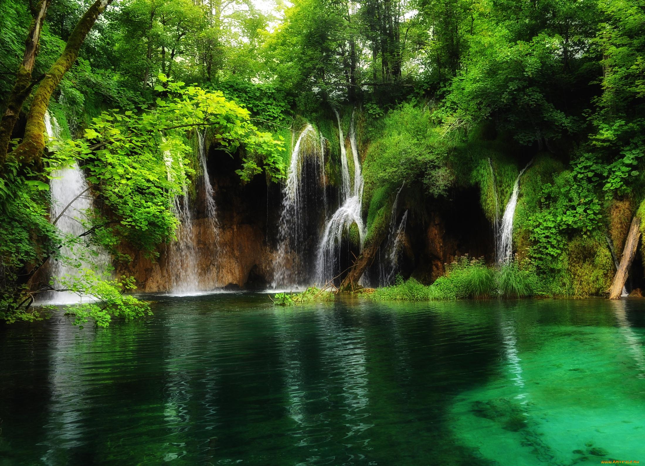 природа, водопады, parque, nacional, de, los, lagos, plitvice, croacia, водопад