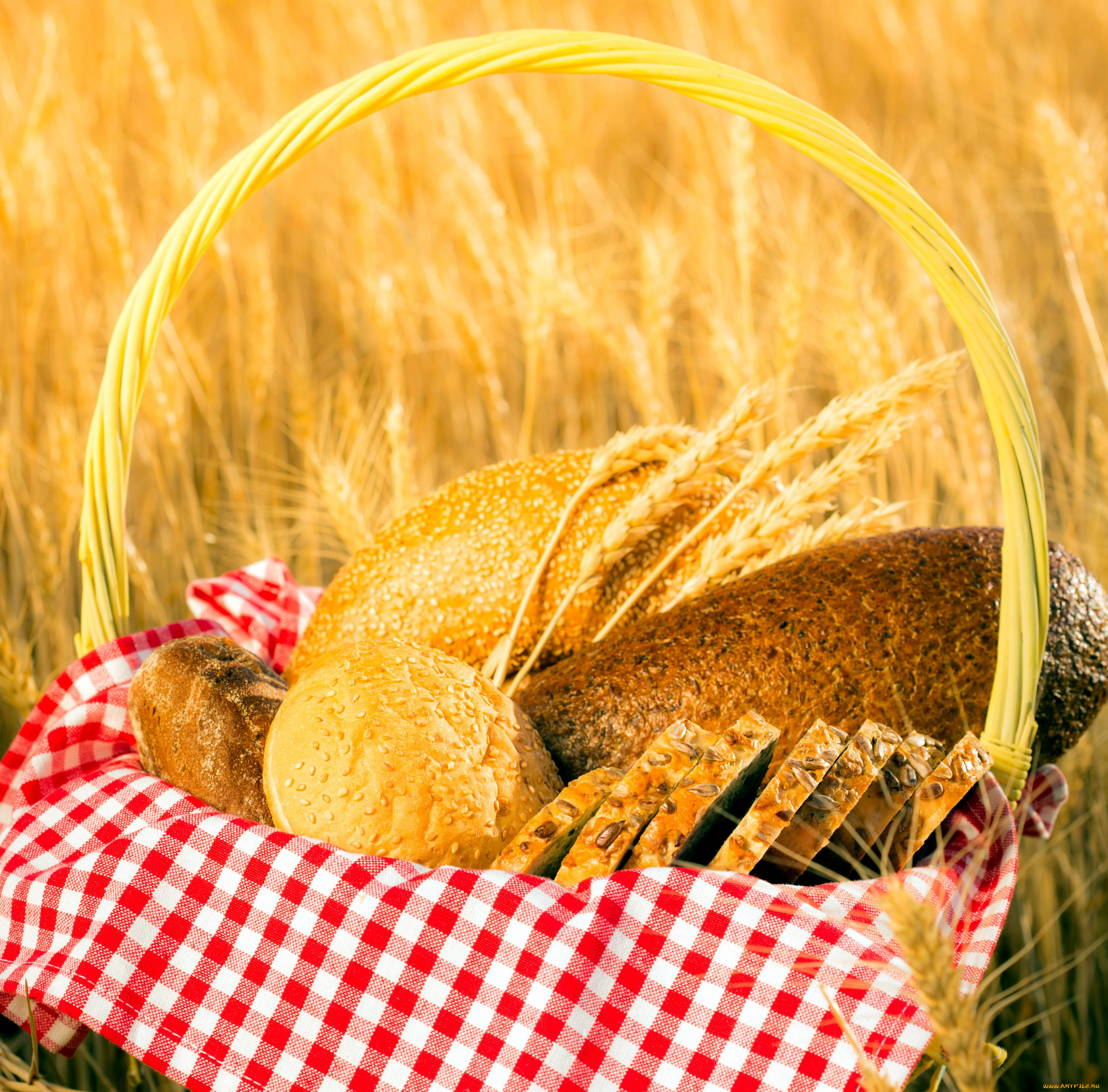 еда, хлеб, , выпечка, салфетка, колосья, корзинка