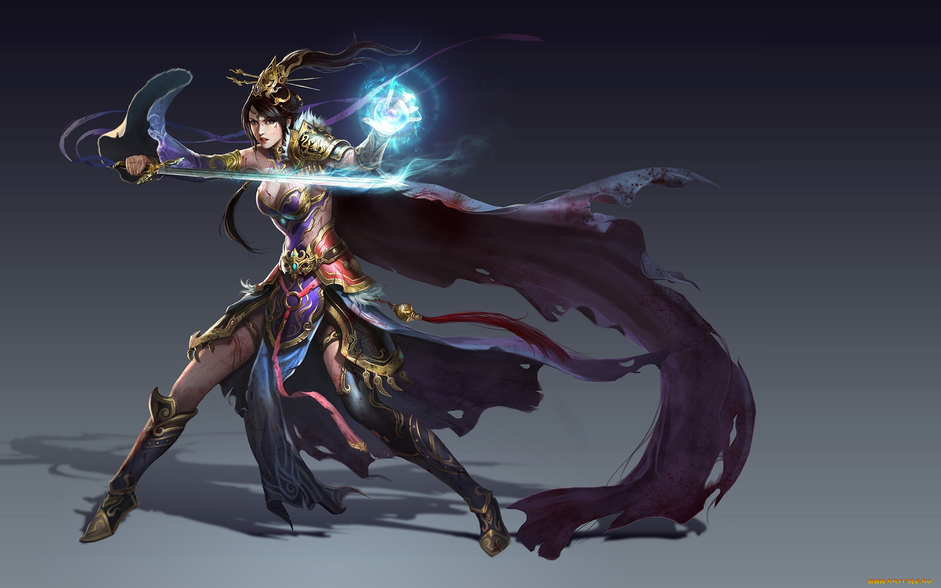 фэнтези, девушки, навык, меч, воин, девушка, арт, фентези