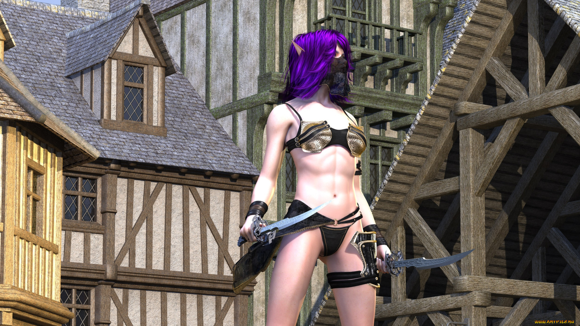 3д, графика, эльфы, , elves, фон, взгляд, эльфийка