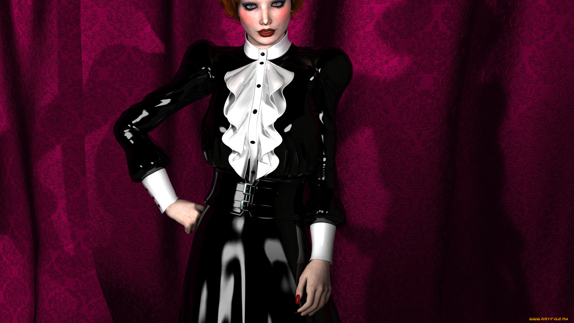 3д, графика, люди, , people, девушка, взгляд, фон, рыжая