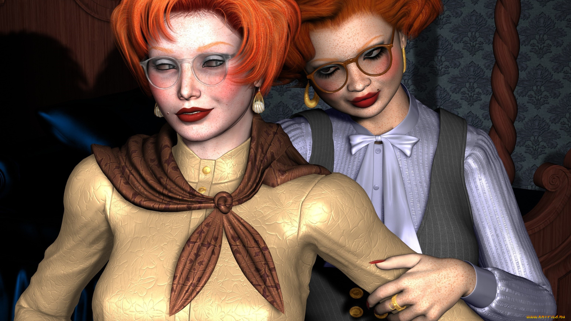 3д, графика, люди, , people, взгляд, девушки, фон