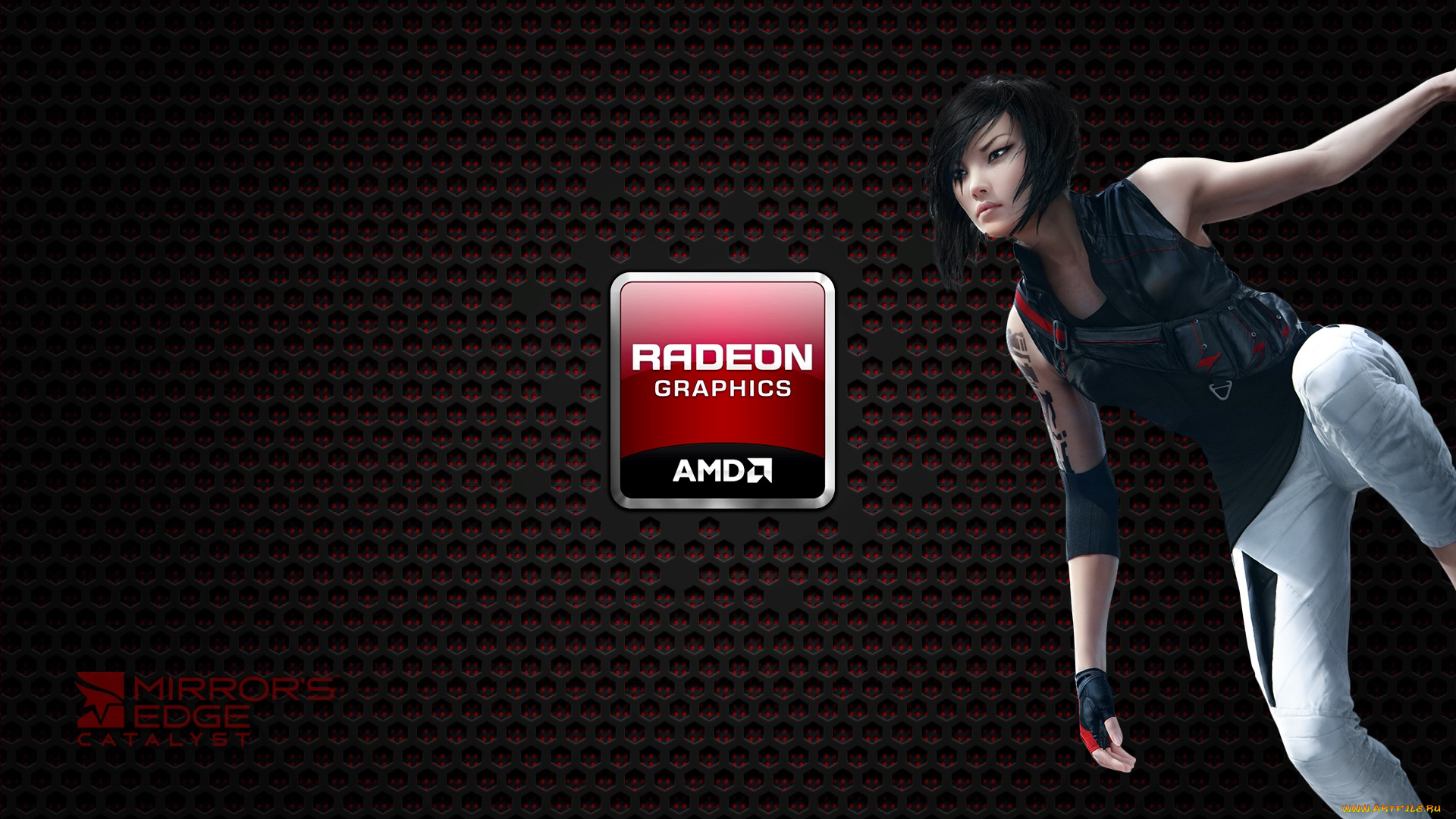 компьютеры, amd, девушка, взгляд, фон