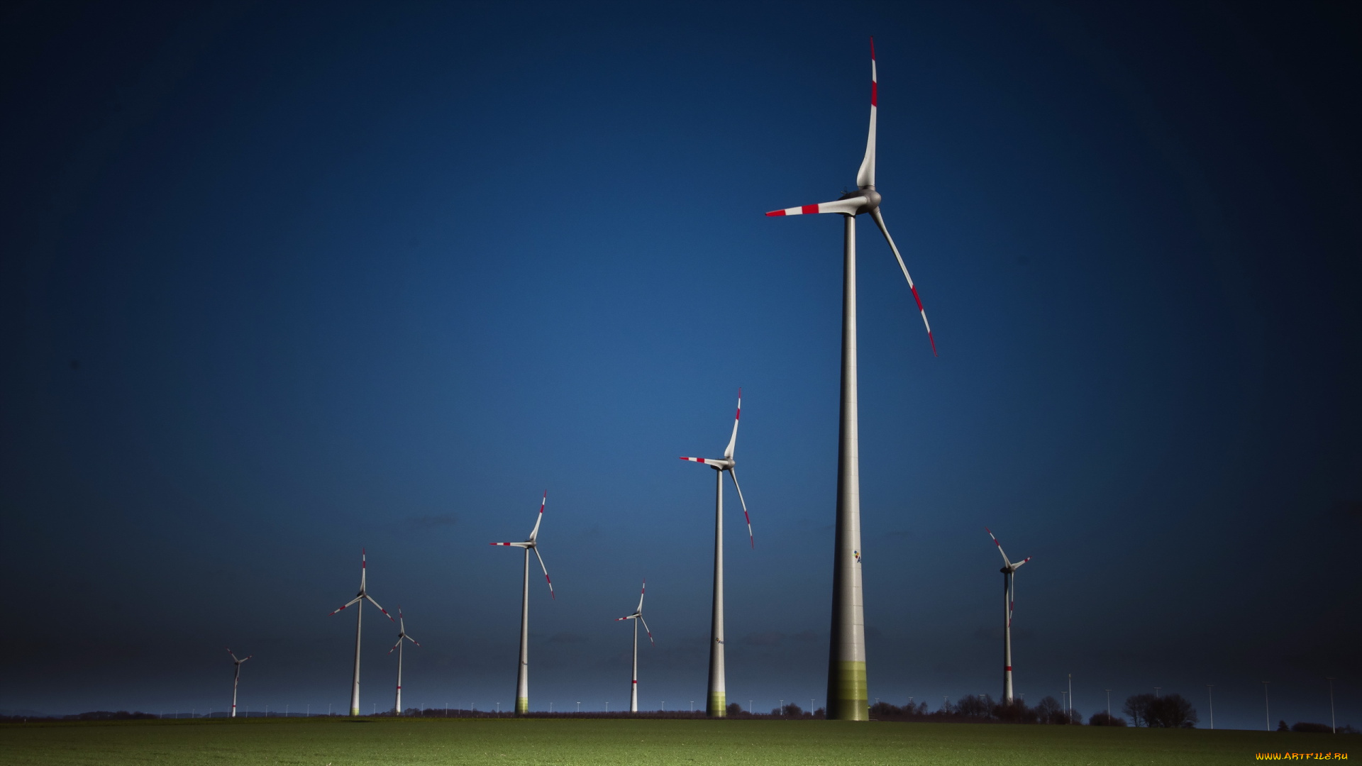 разное, мельницы, ветряки, ночь, пейзаж