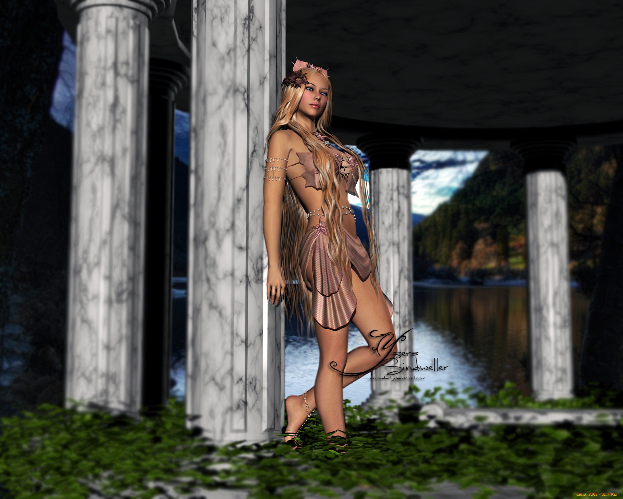 3д, графика, фантазия, , fantasy, девушка, взгляд, фон