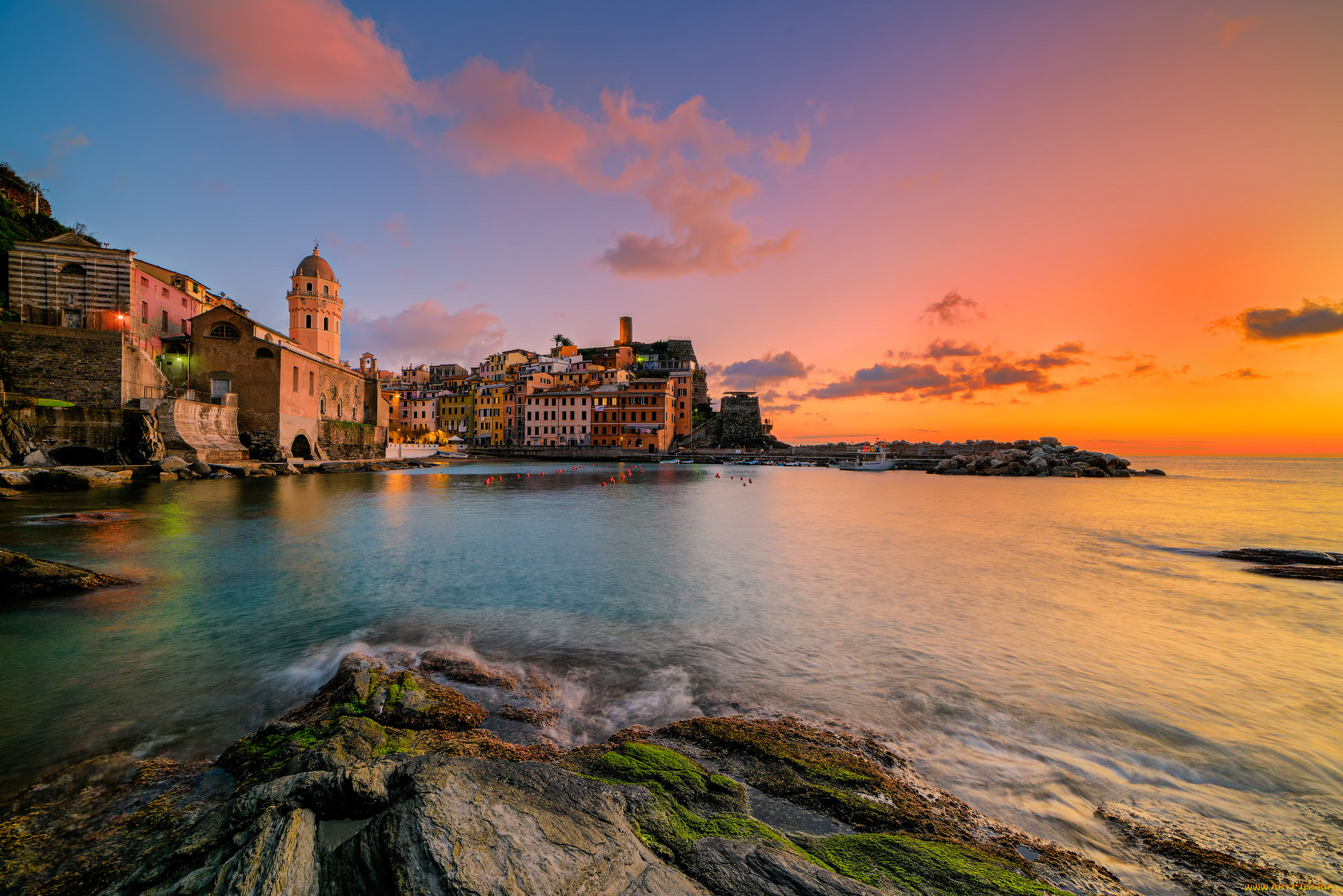 vernazza, города, -, пейзажи, побережье