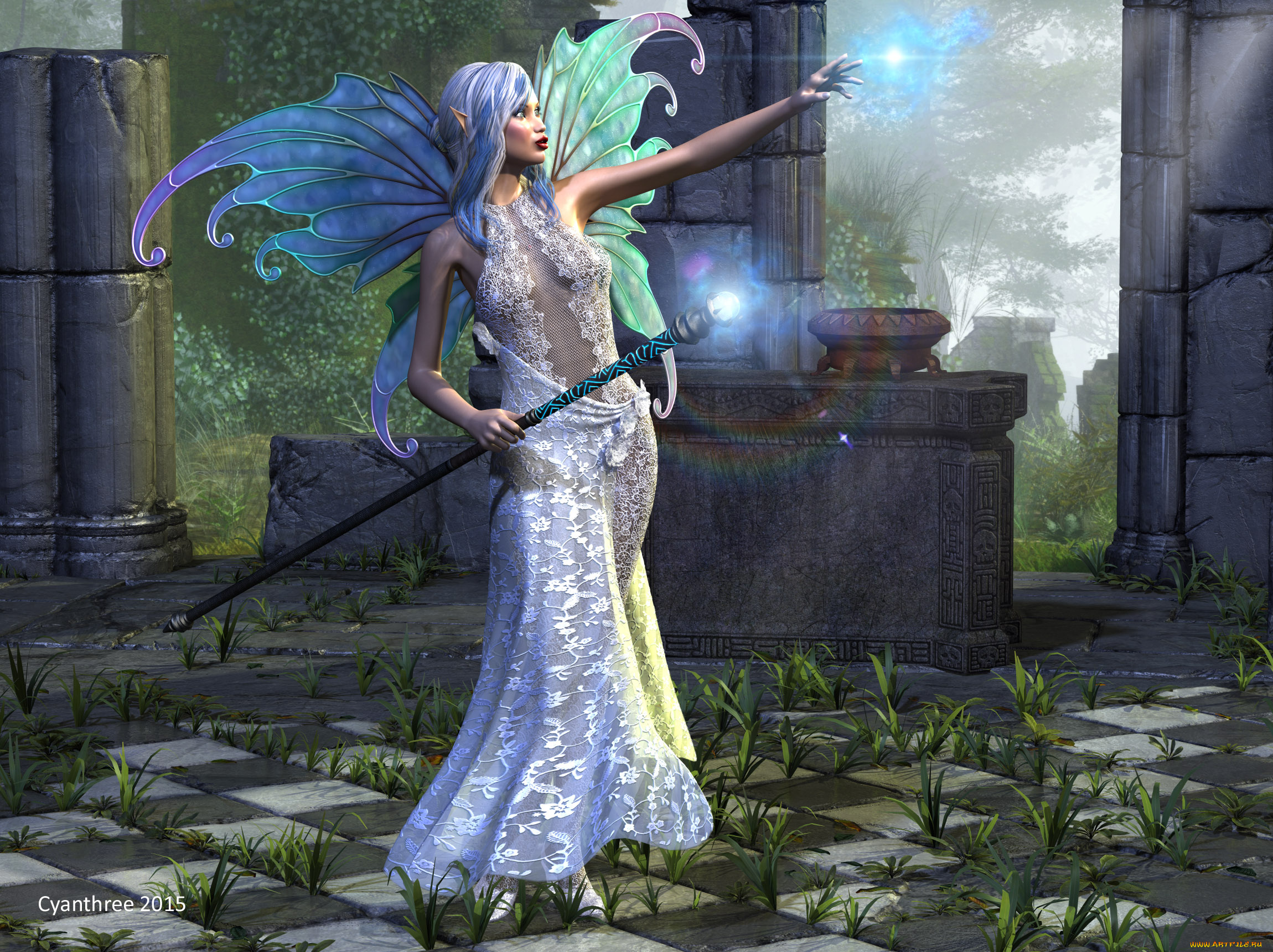 3д, графика, эльфы, , elves, фея, взгляд, фон