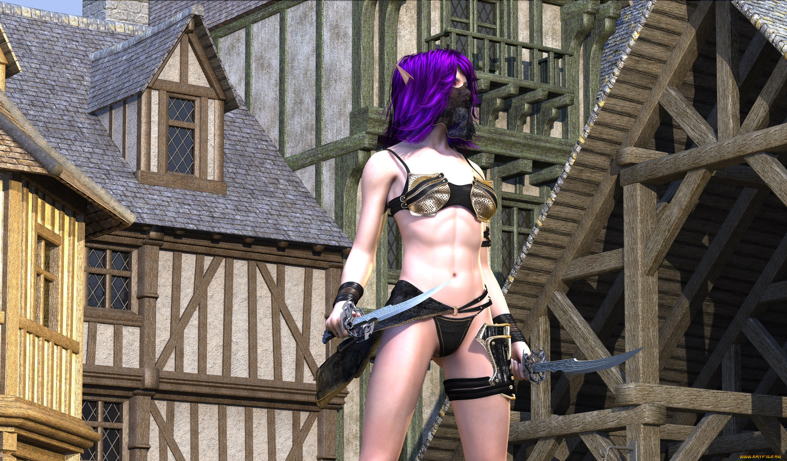 3д, графика, эльфы, , elves, фон, взгляд, эльфийка