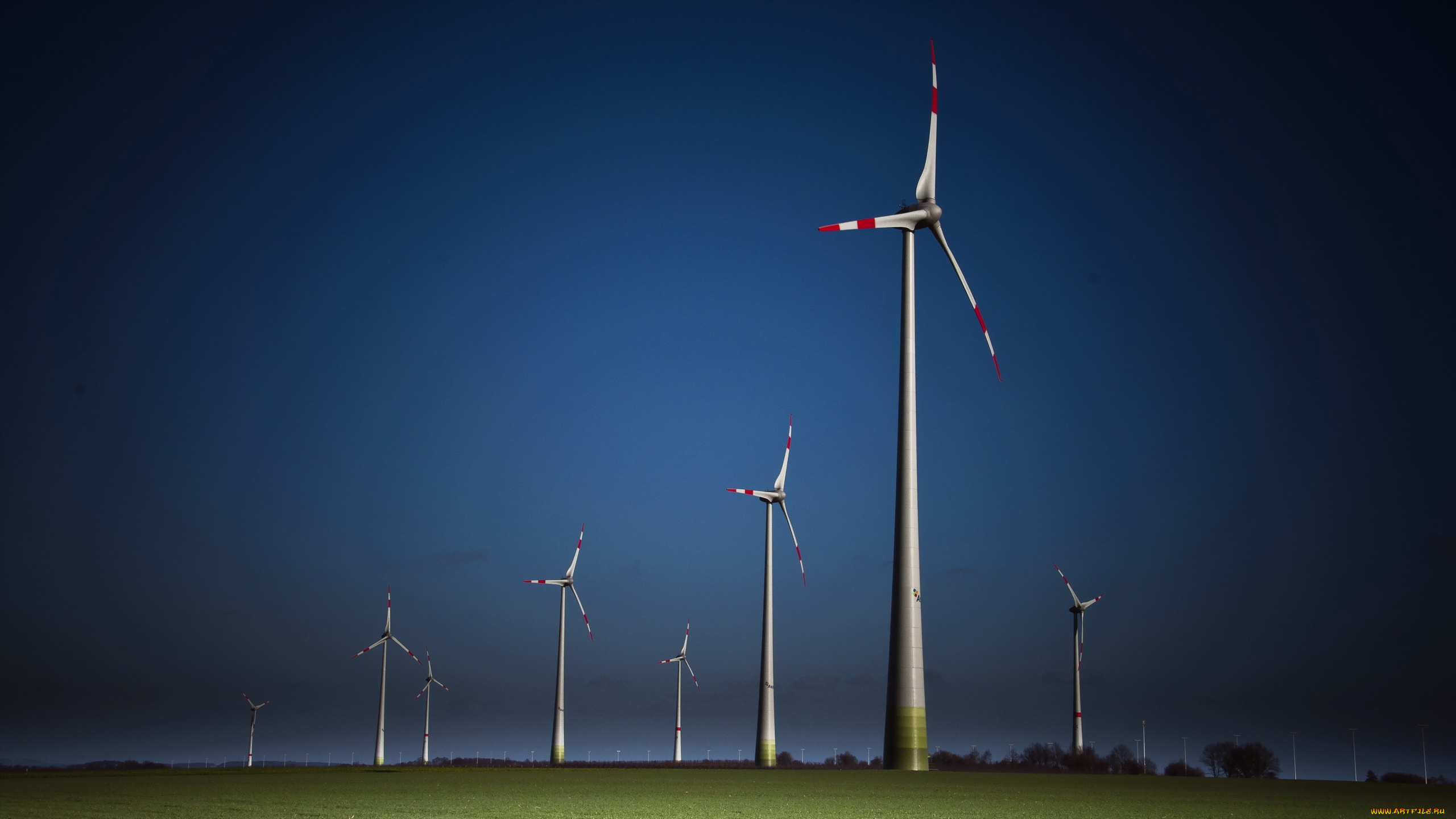 разное, мельницы, ветряки, ночь, пейзаж