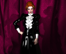 Картинка 3д+графика люди+ people девушка взгляд фон рыжая